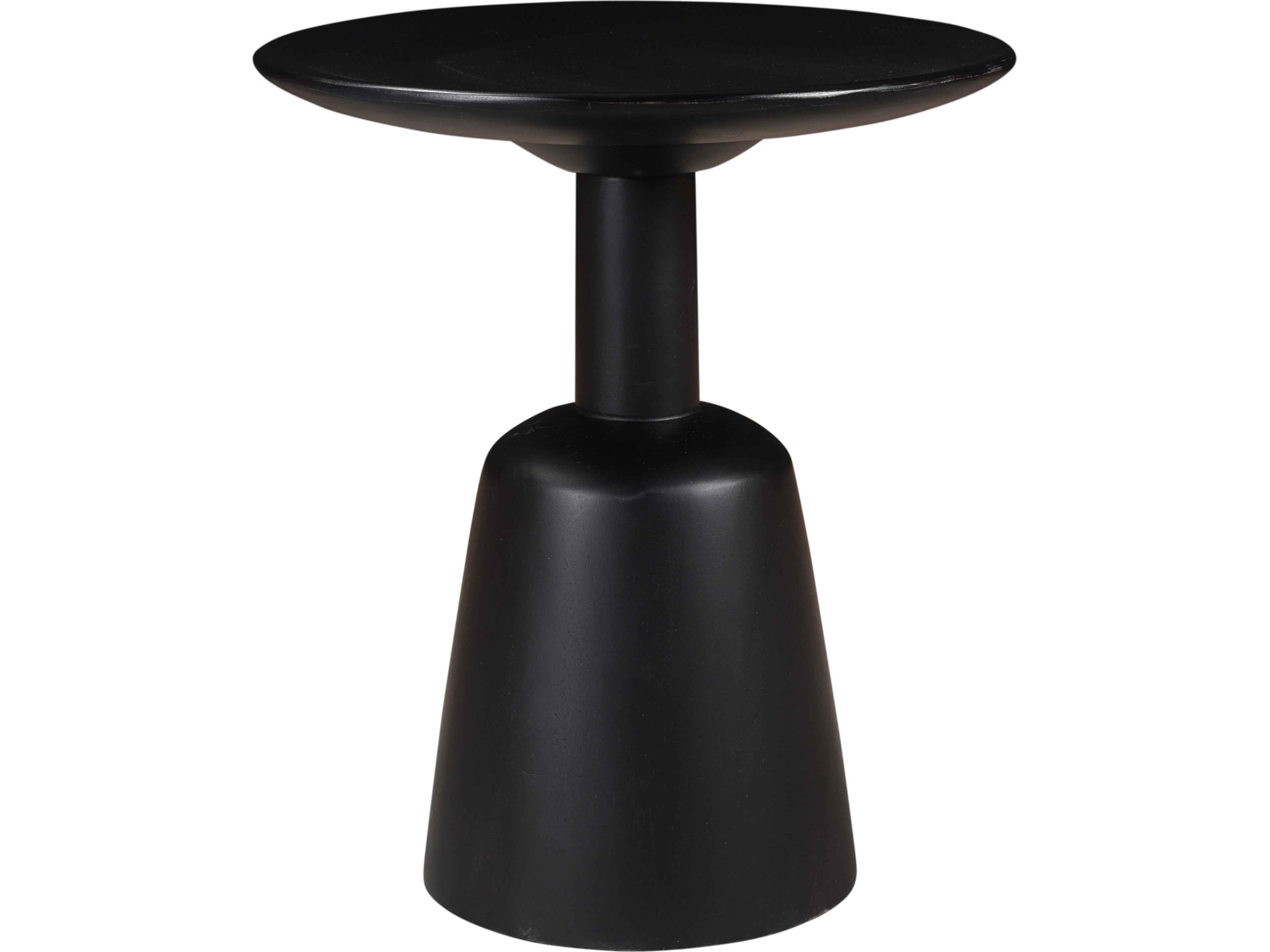 Nels Round Wood Charcoal Black End Table