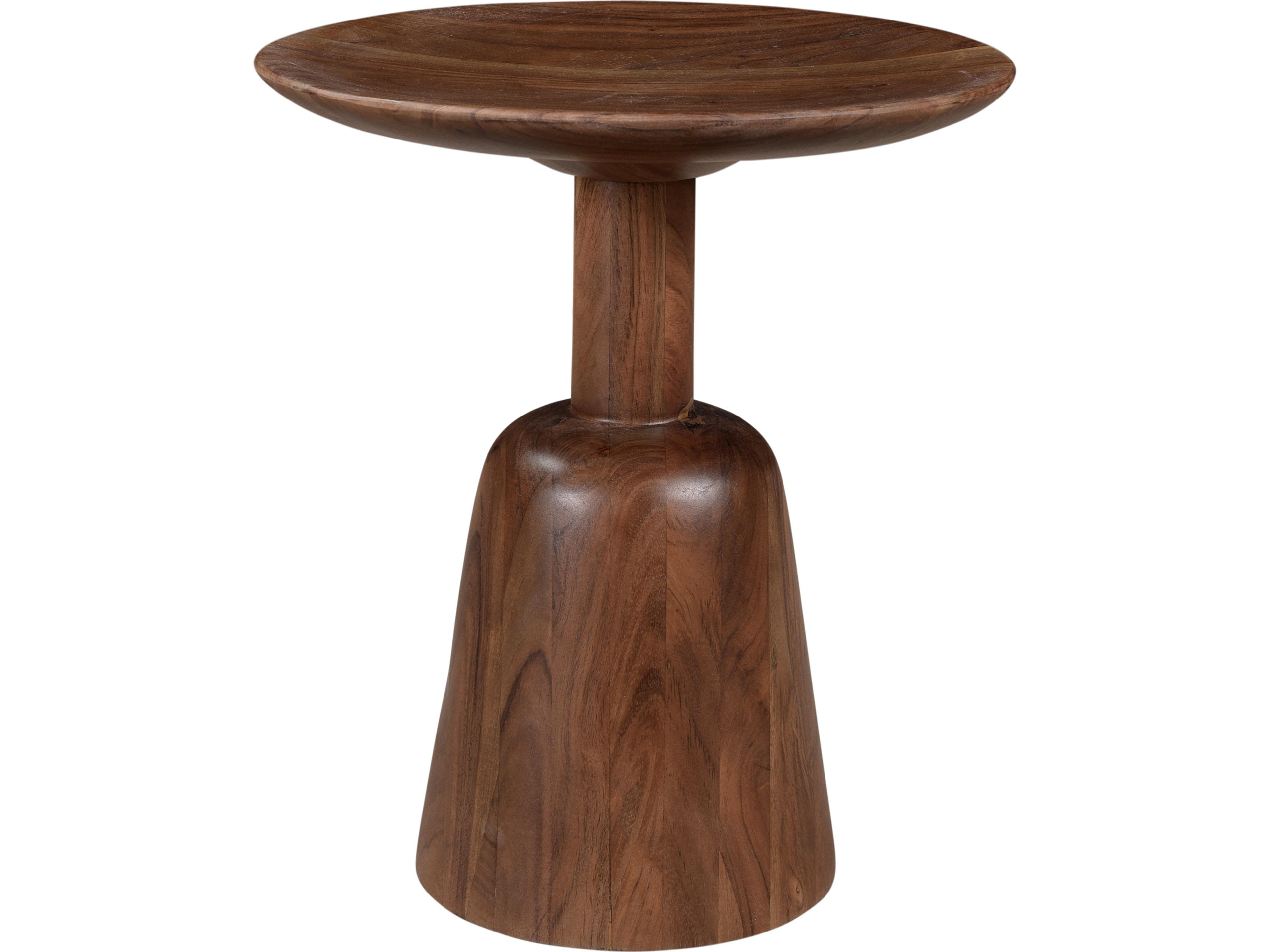 Round Wood Brown End Table