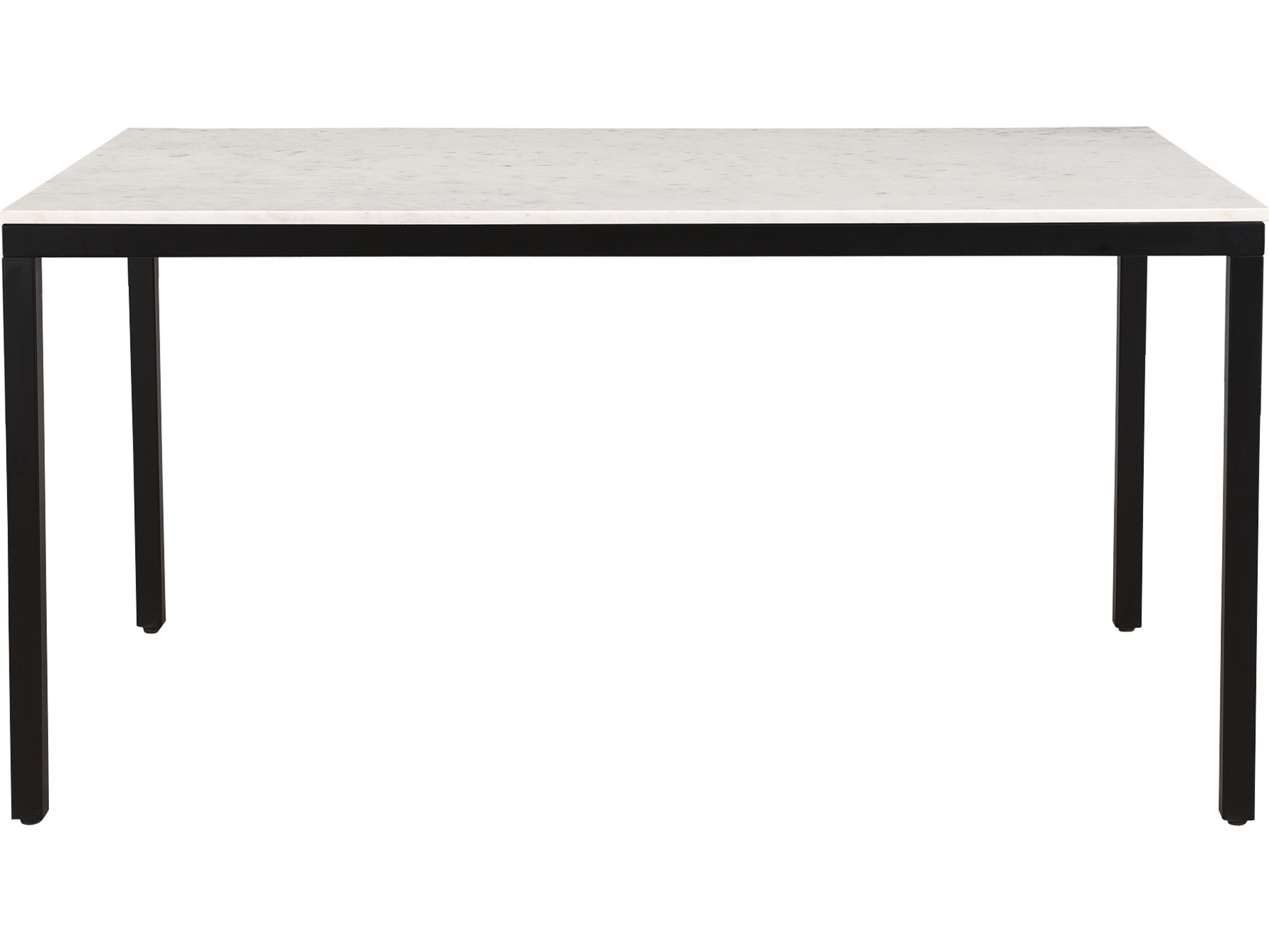 Moe's Home Parson Rectangular White Marble Black Dining Table