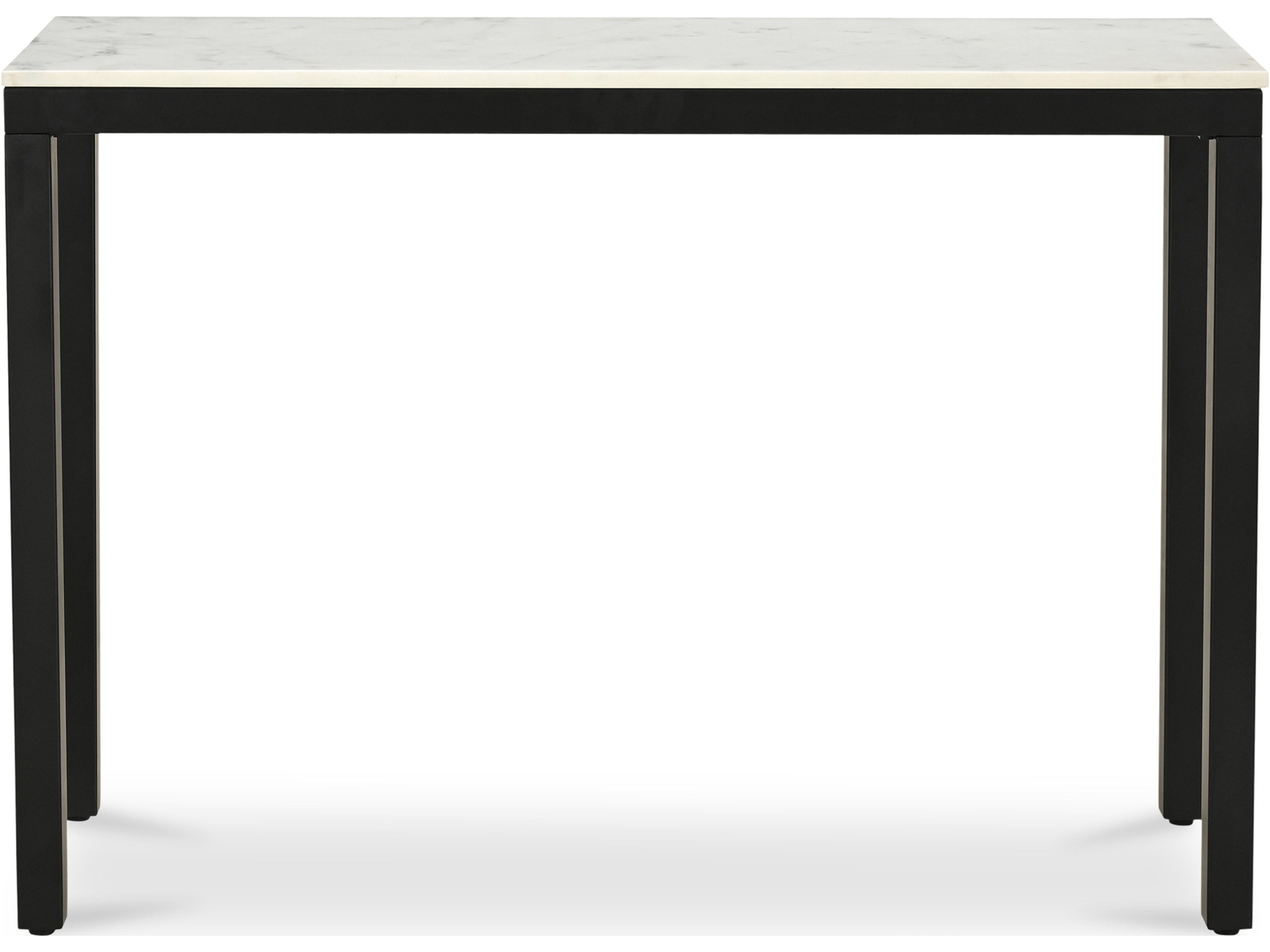 Parson Rectangular White Marble Black Console Table