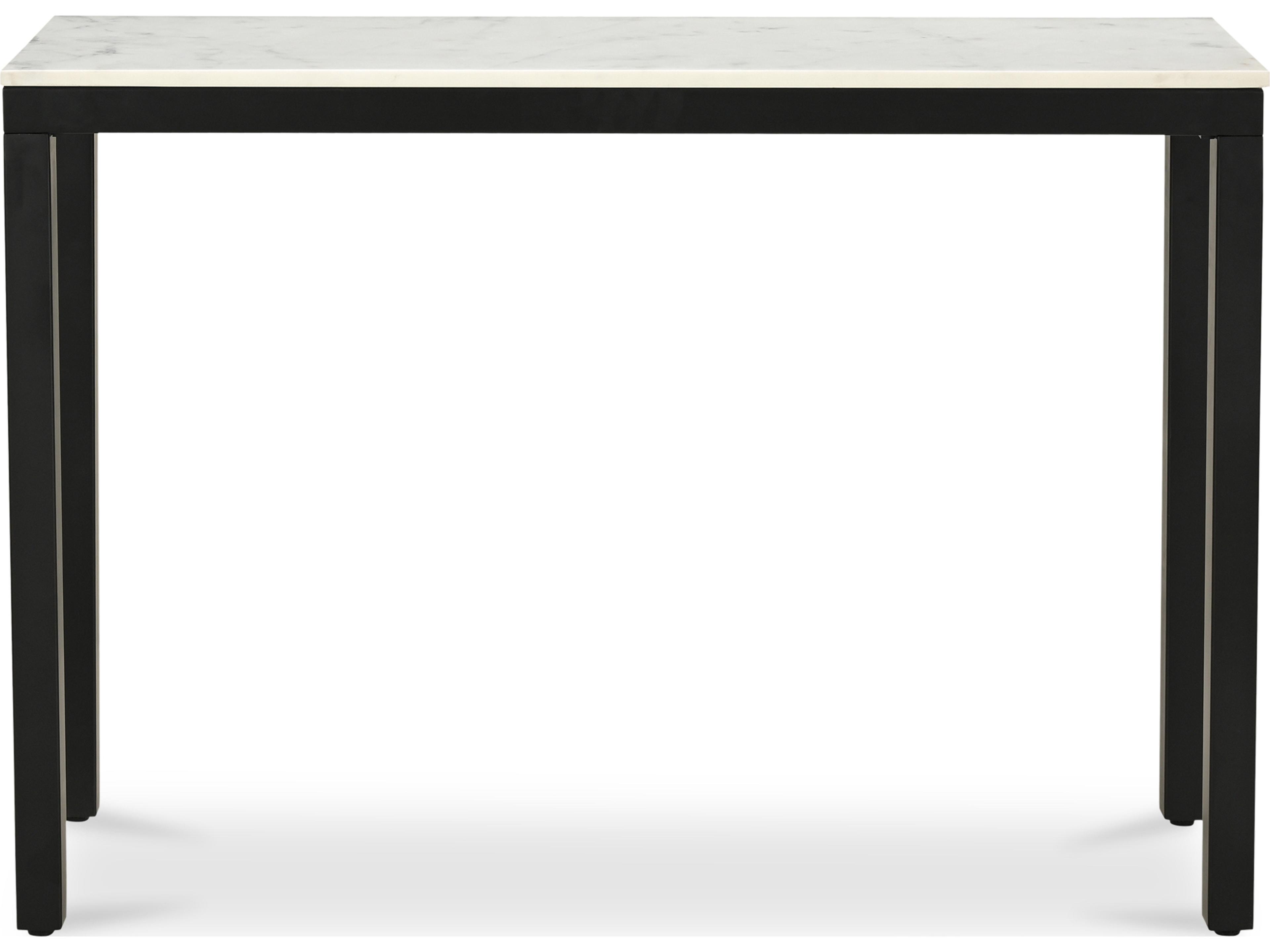 Moe's Home Parson Rectangular White Marble Black Console Table