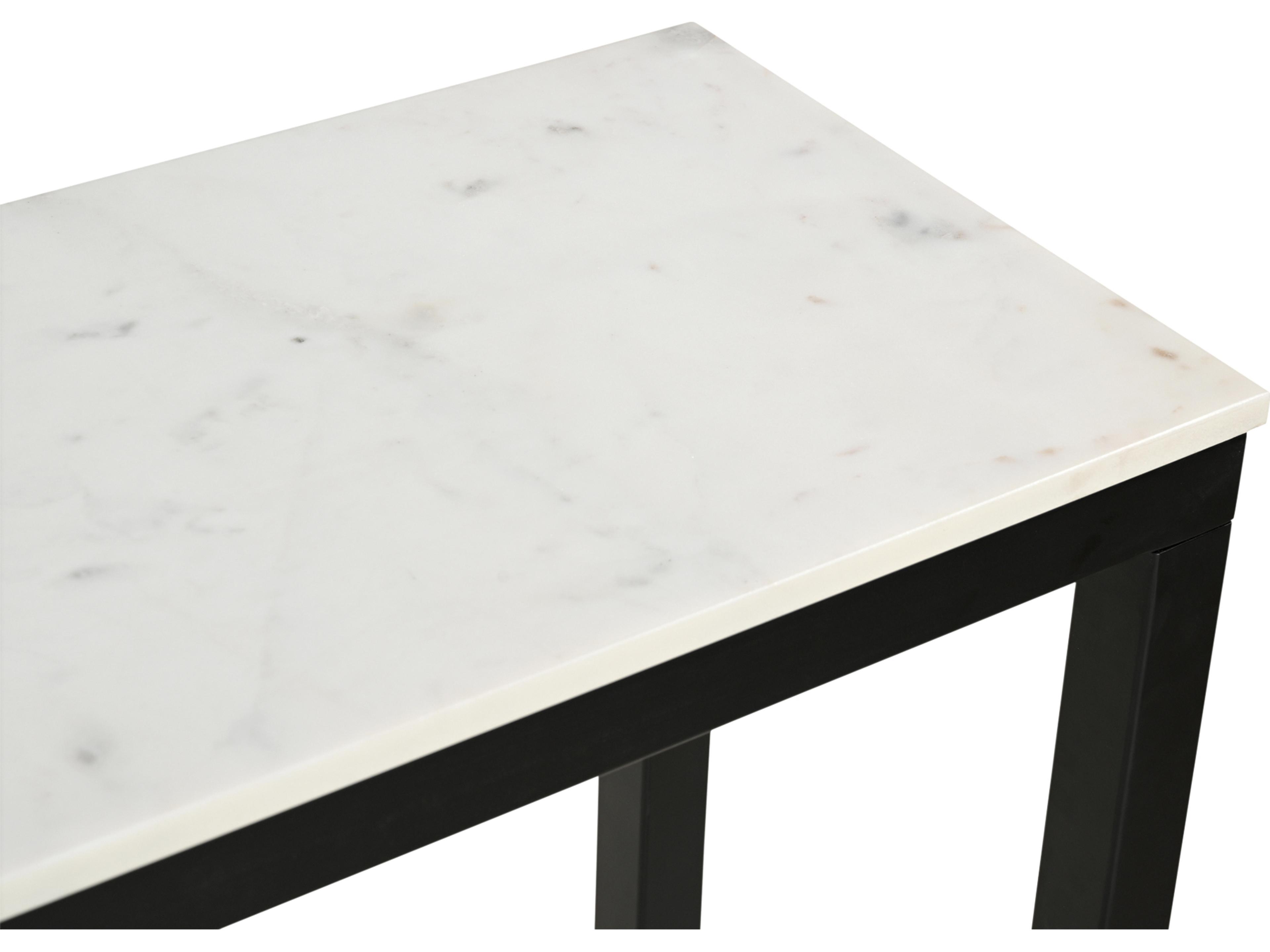 Moe's Home Parson Rectangular White Marble Black Console Table
