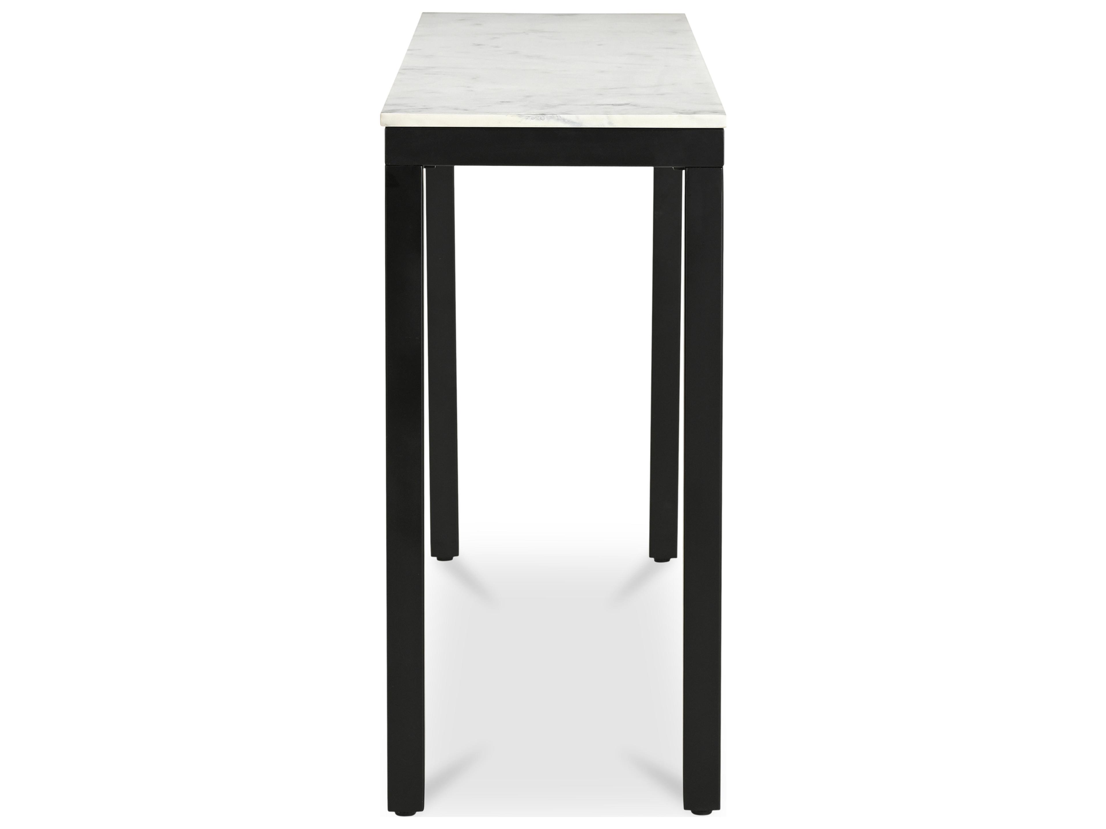 Moe's Home Parson Rectangular White Marble Black Console Table