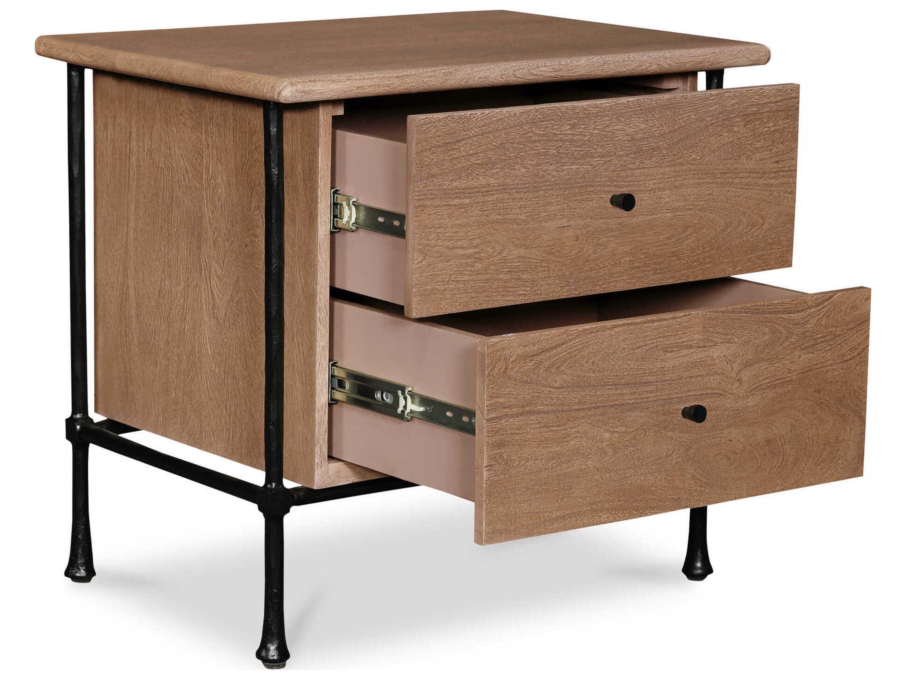 Moe's Home Rene 2-Drawers Acacia Wood Nightstand