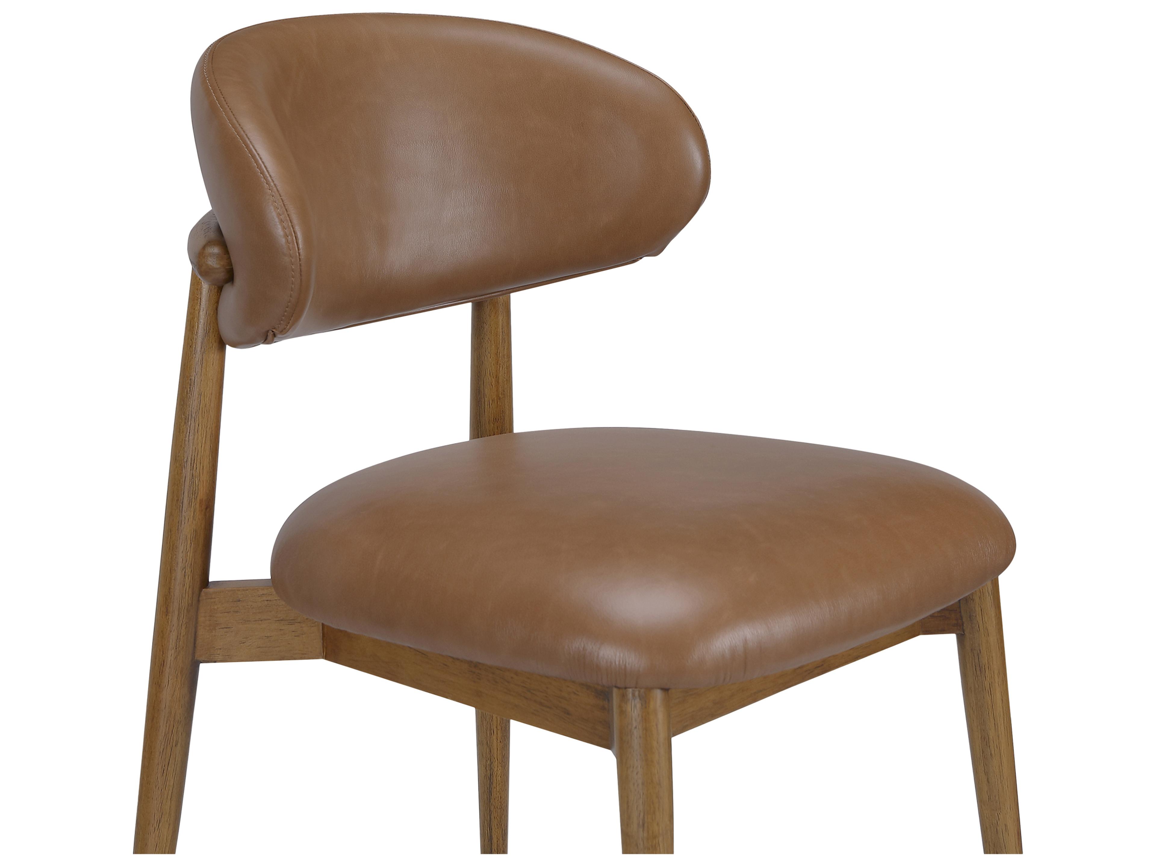 Moe's Home Ellie Plywood Brown Leather Armless Dining Chair