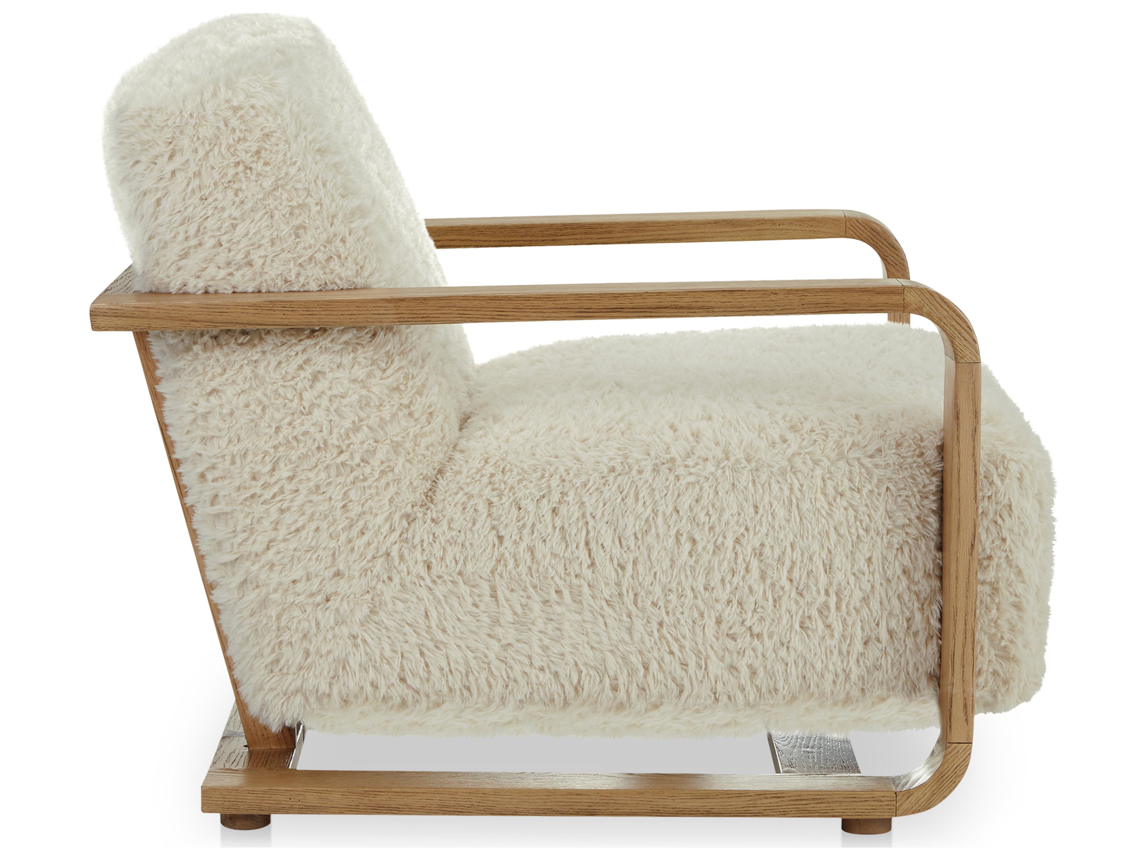 Moe's Home Eckersley Lounge Chair Cream Faux Fur