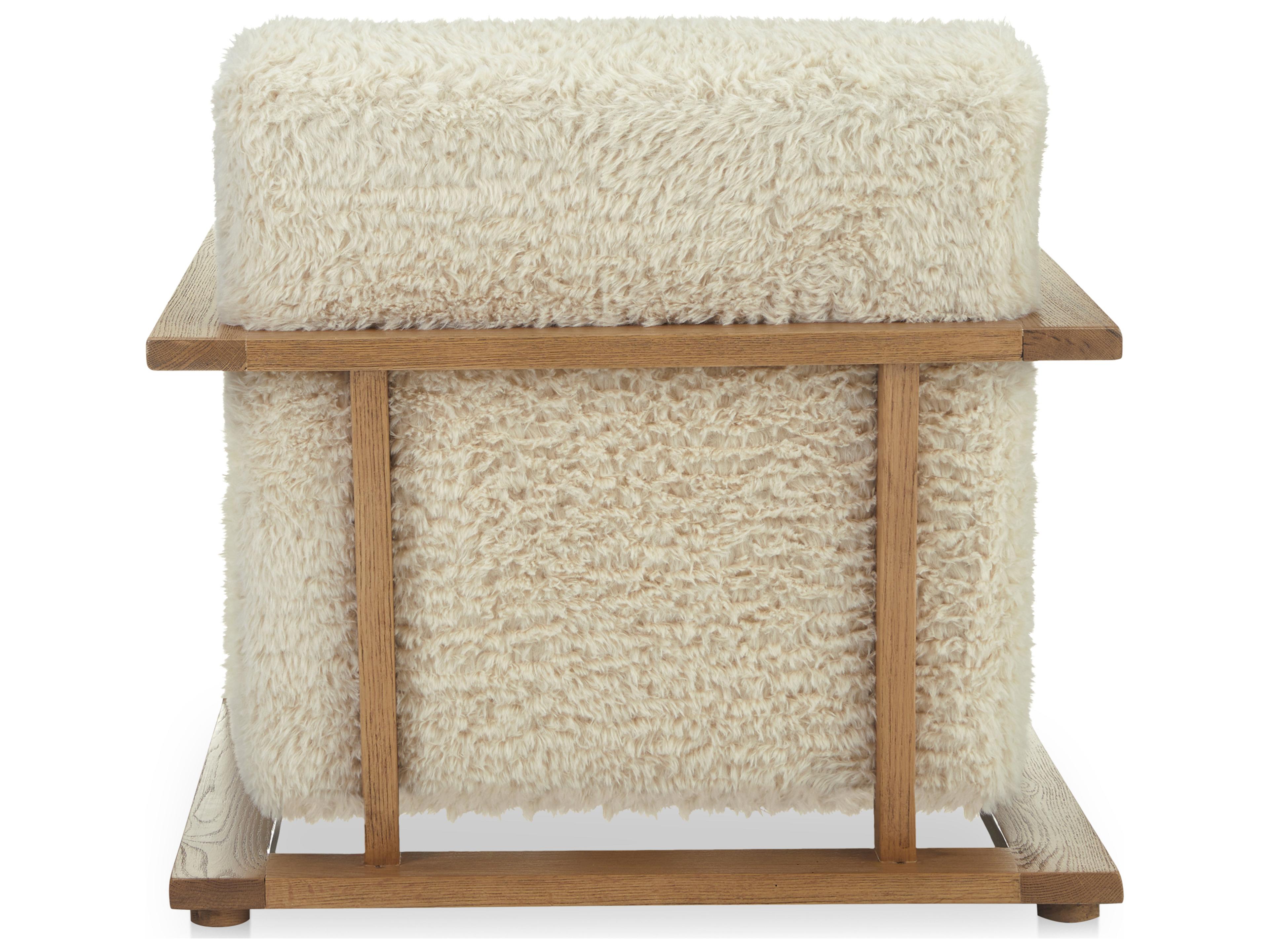 Moe's Home Eckersley Lounge Chair Cream Faux Fur