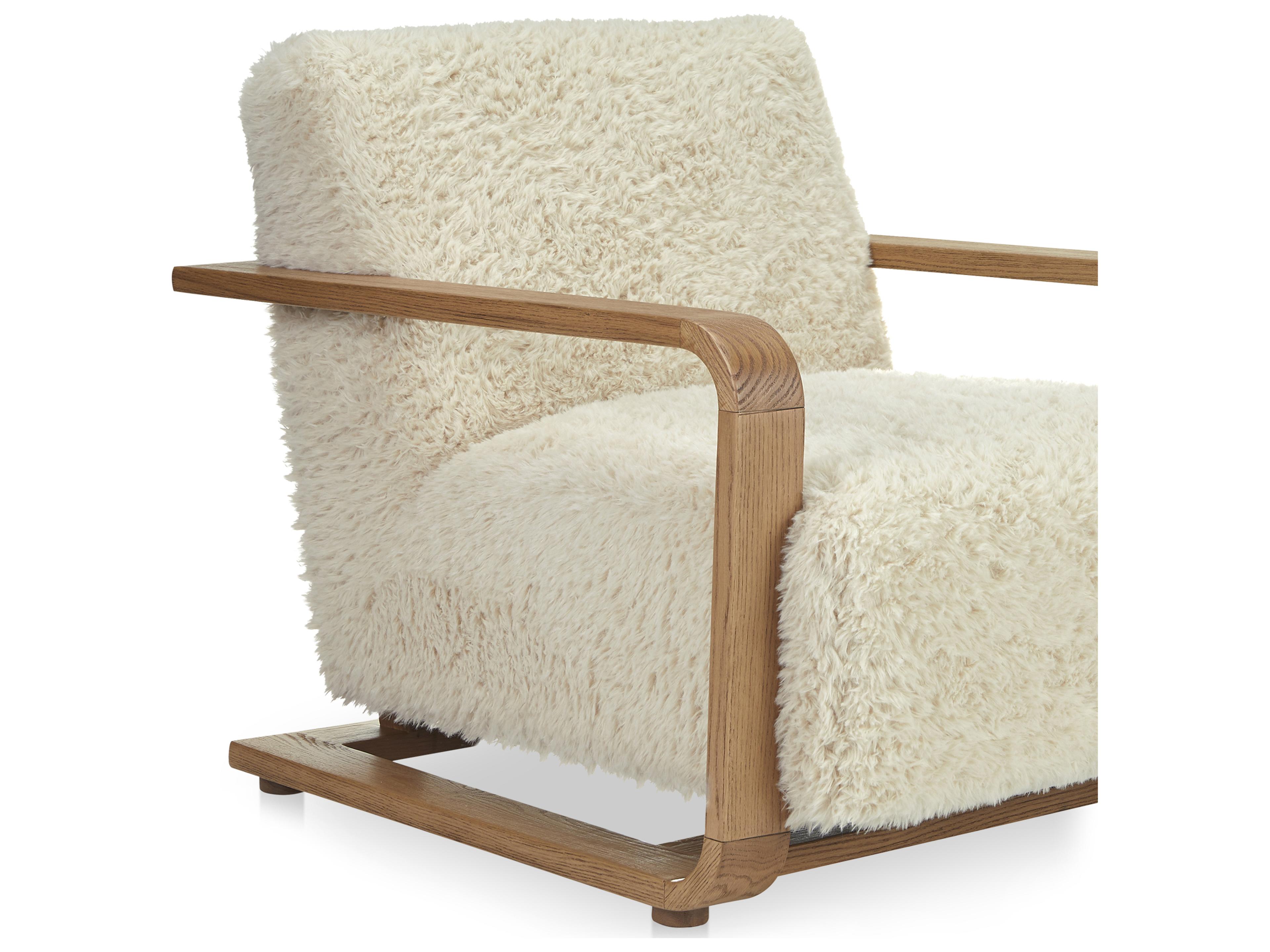 Moe's Home Eckersley Lounge Chair Cream Faux Fur