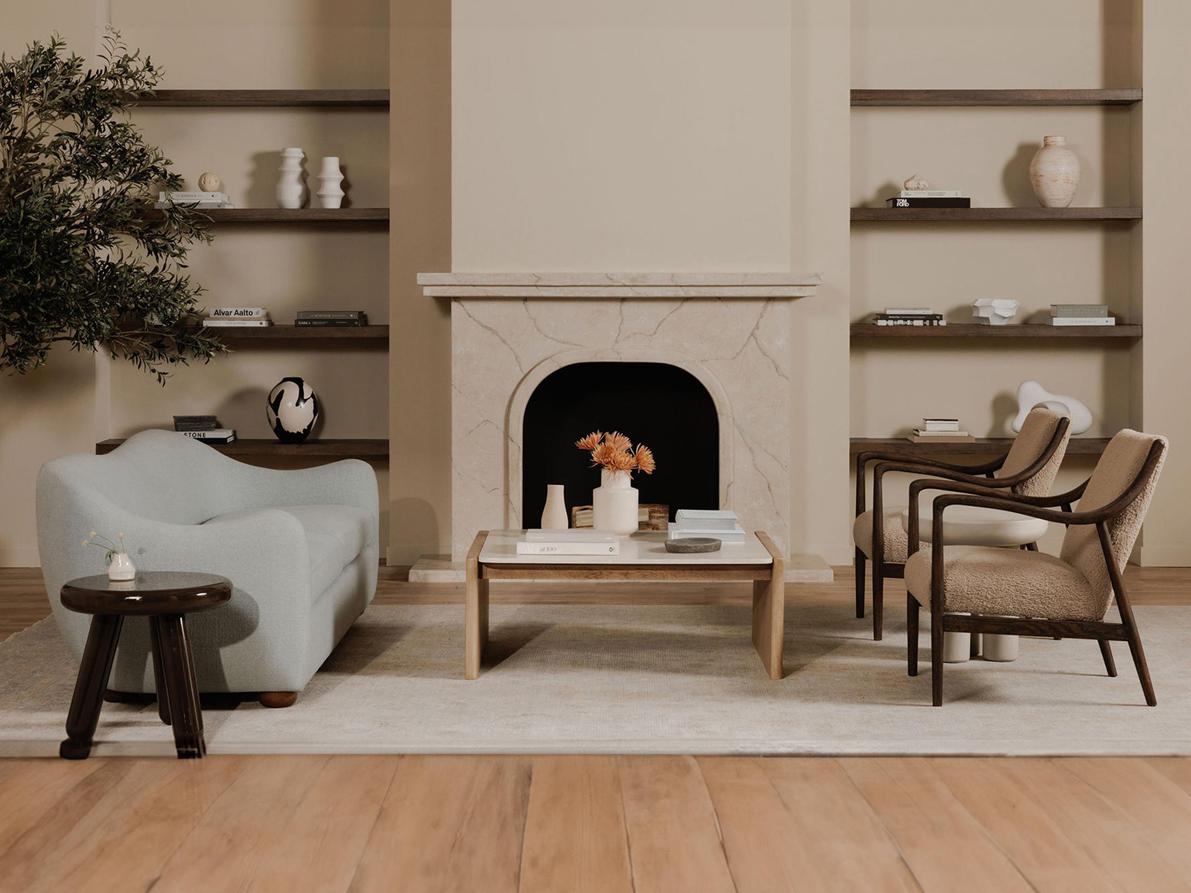 Moe's Home Yates Beige Faux Shearling Accent Chair