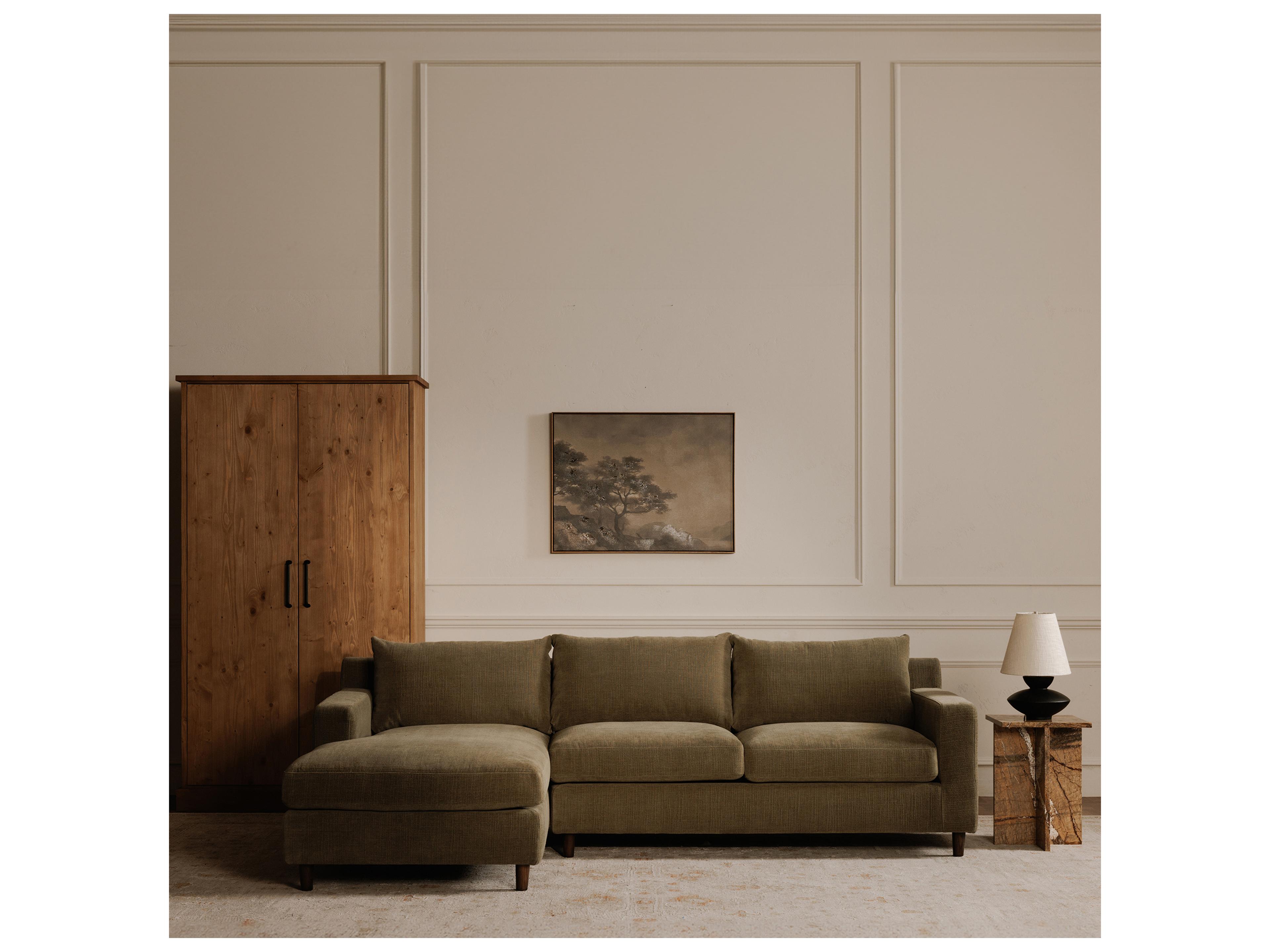 Moe's Home Hutton Green Upholstered Right Sectional Sofa