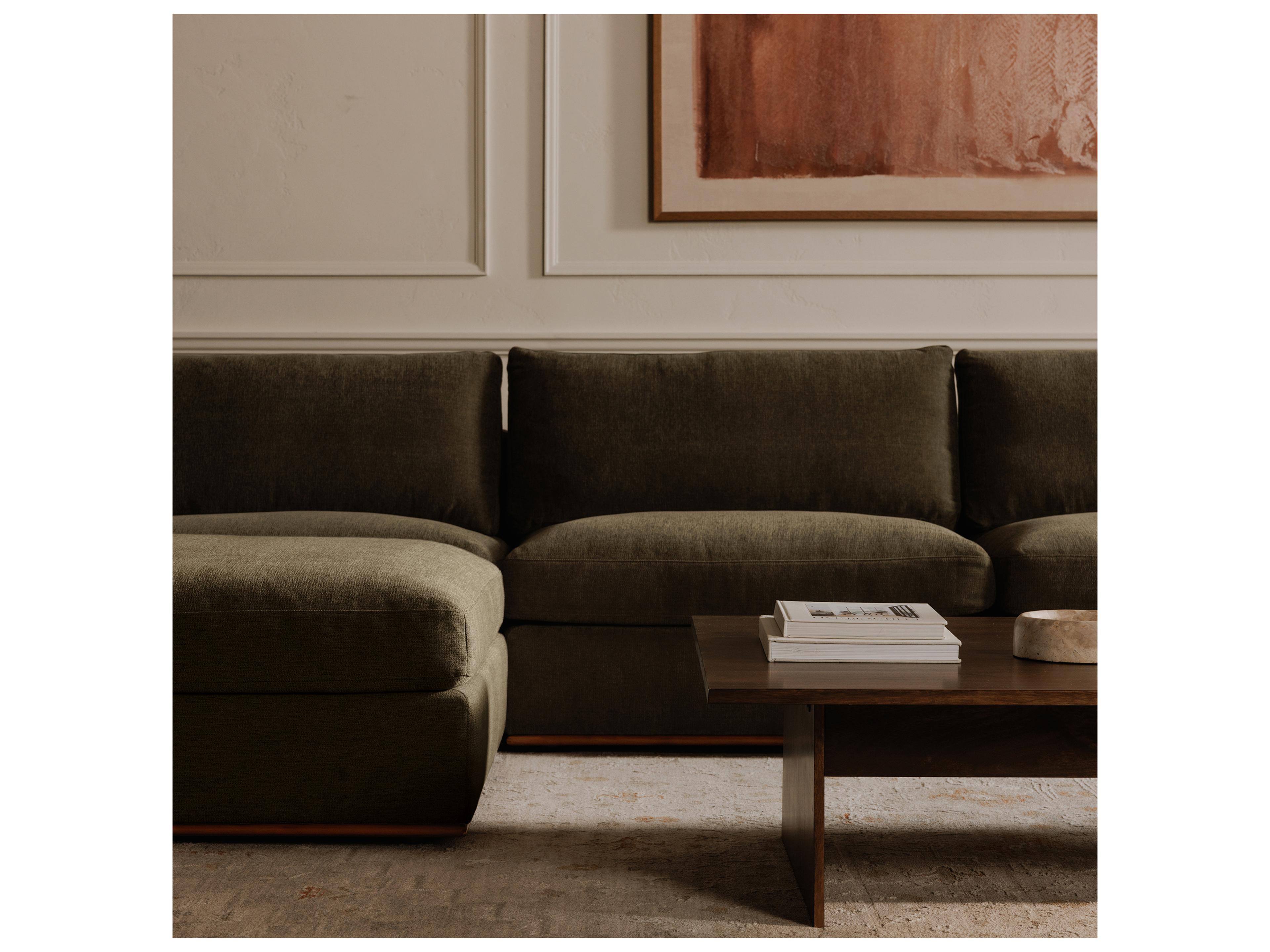 Moe's Home Rue Green Upholstered Sectional Sofa