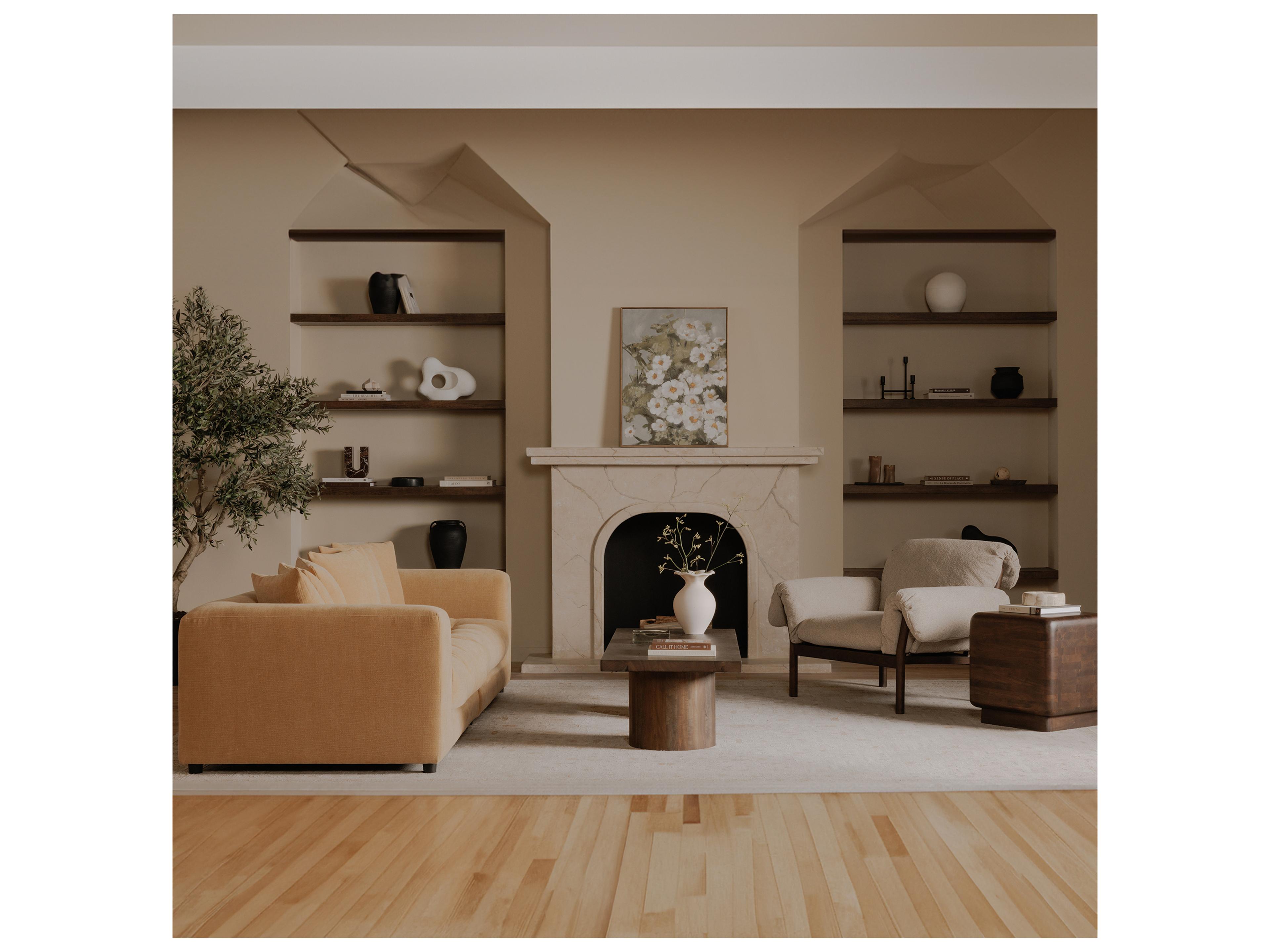 Moe's Home Davie Yellow Upholstered Sofa