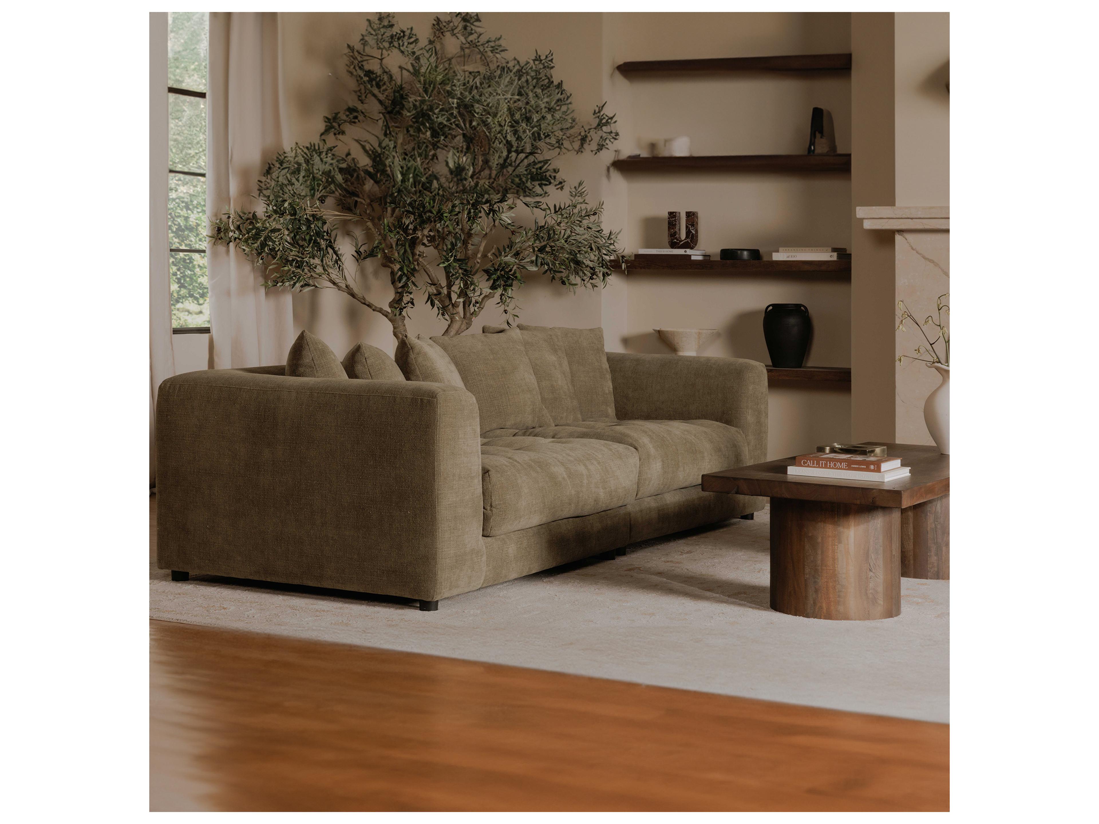 Moe's Home Davie Green Upholstered Sofa