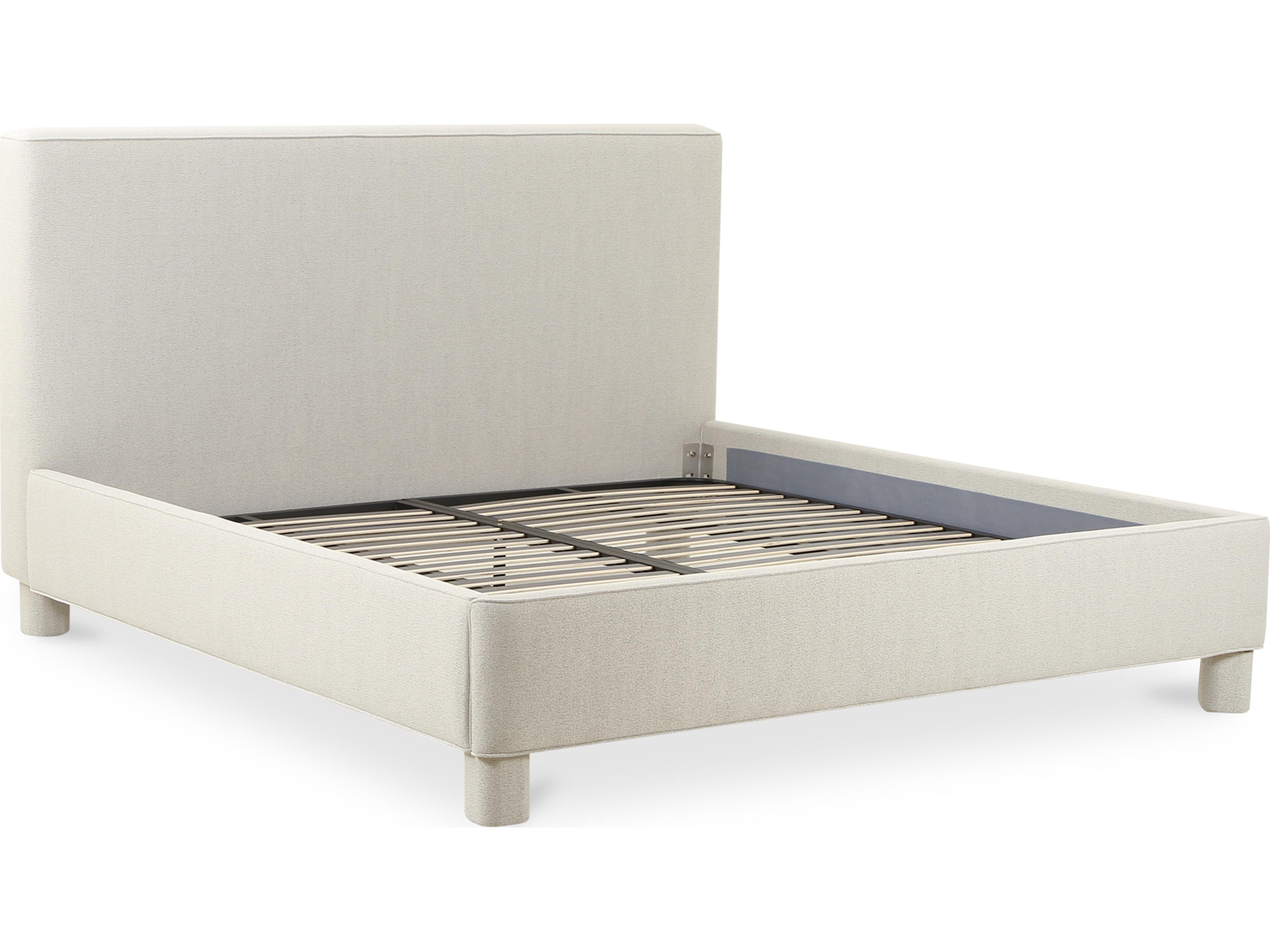 Moe's Home Ichigo Light Grey Ply Wood Upholstered Queen Panel Bed
