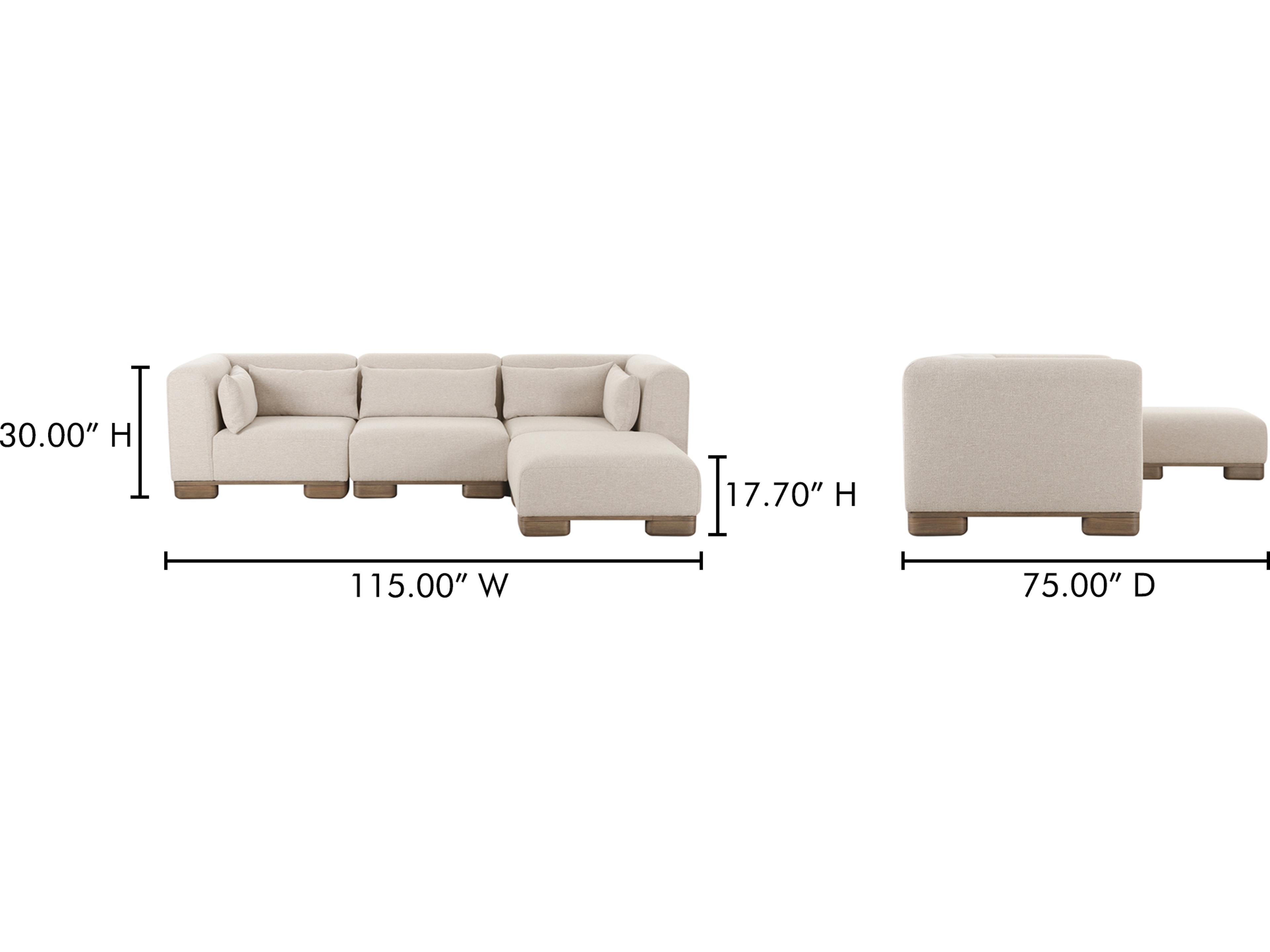 Moe's Home June Beige Upholstered Sectional Sofa