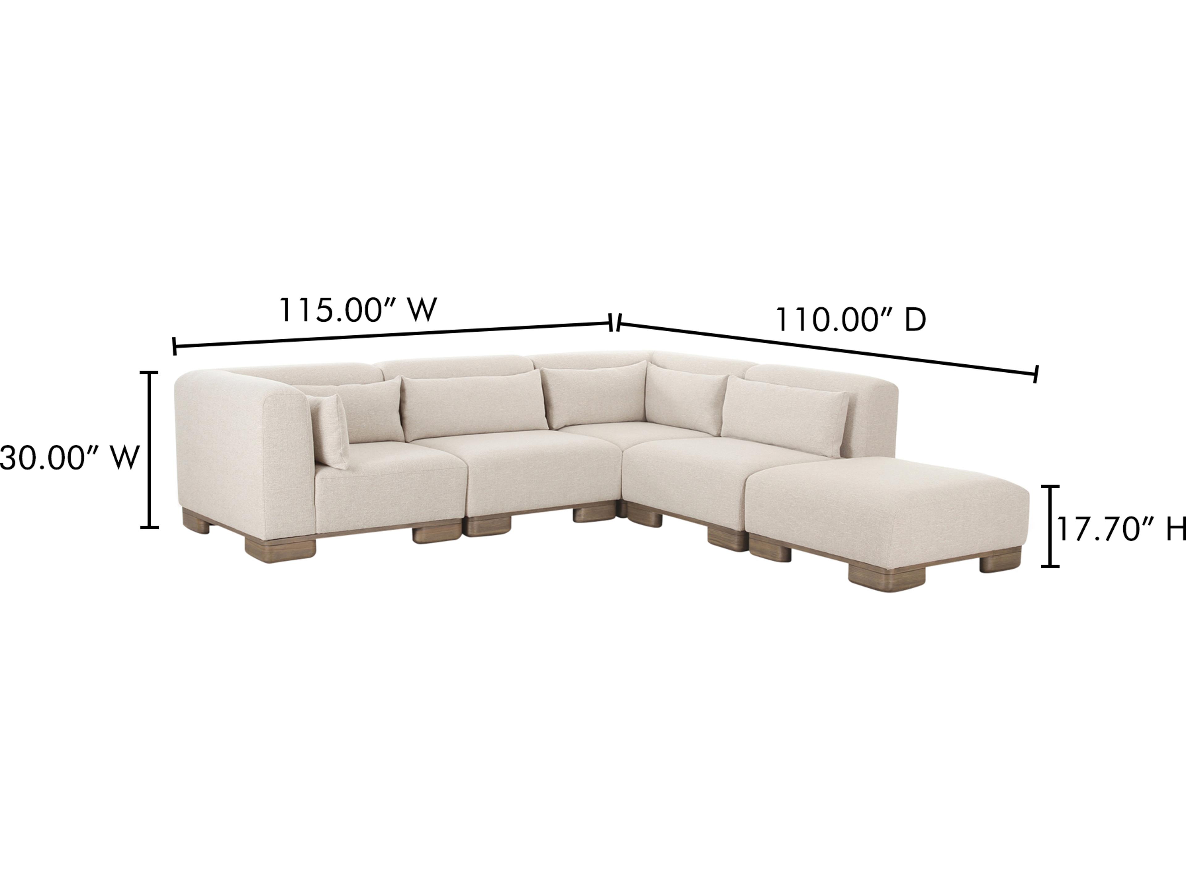 Moe's Home June Beige Upholstered Sectional Sofa