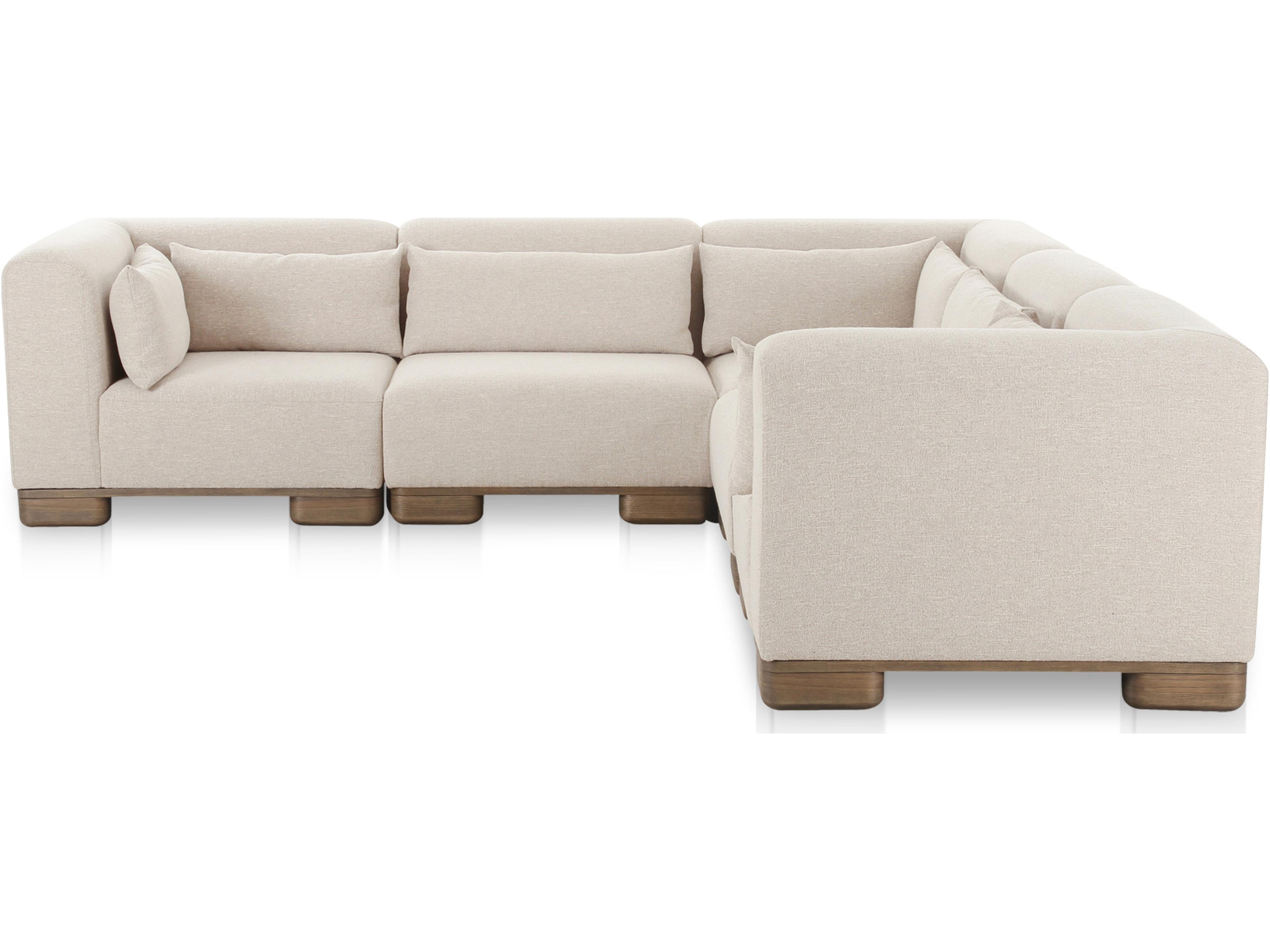 June Beige Upholstered Sectional Sofa
