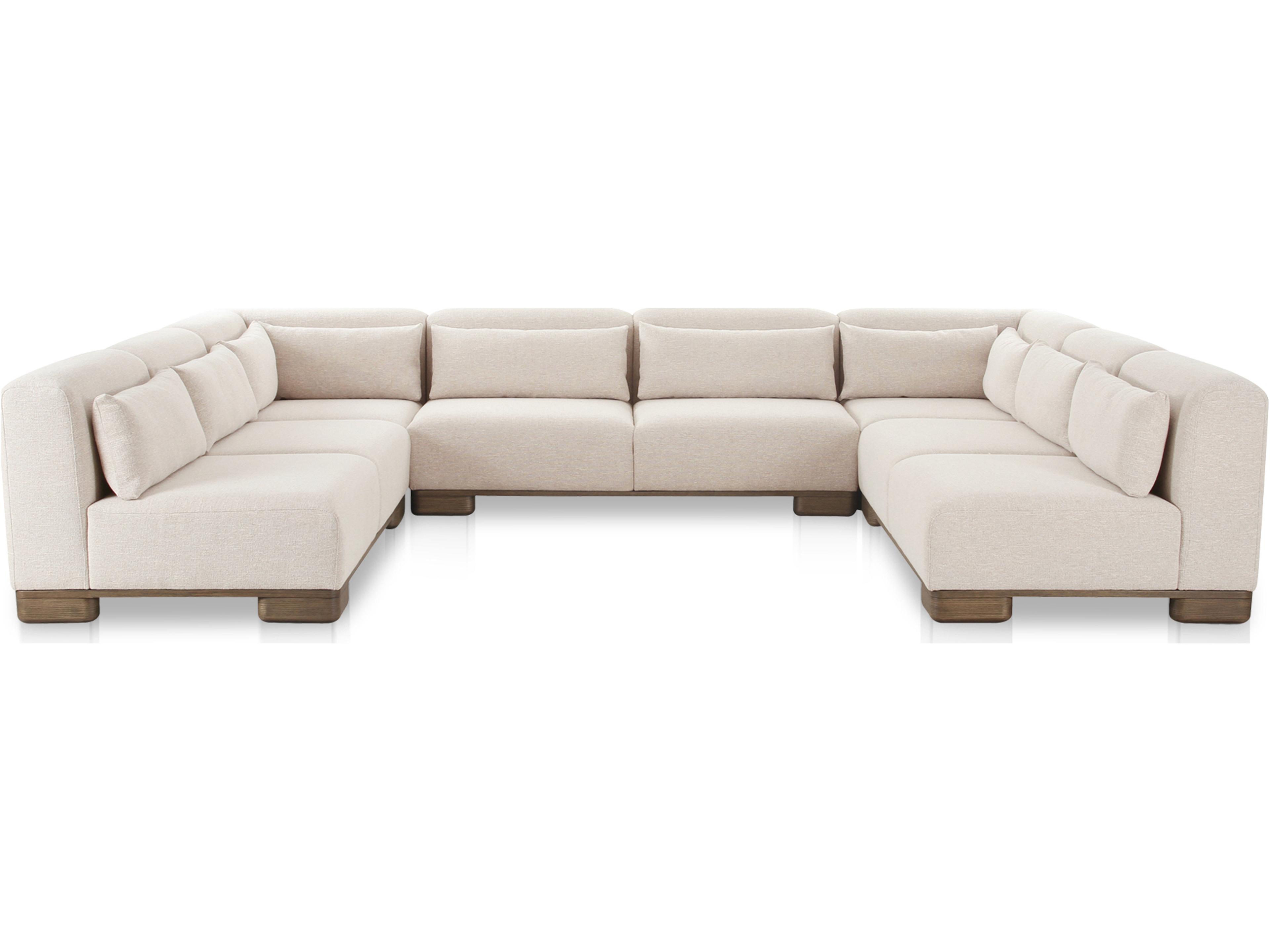 June Beige Upholstered Sectional Sofa