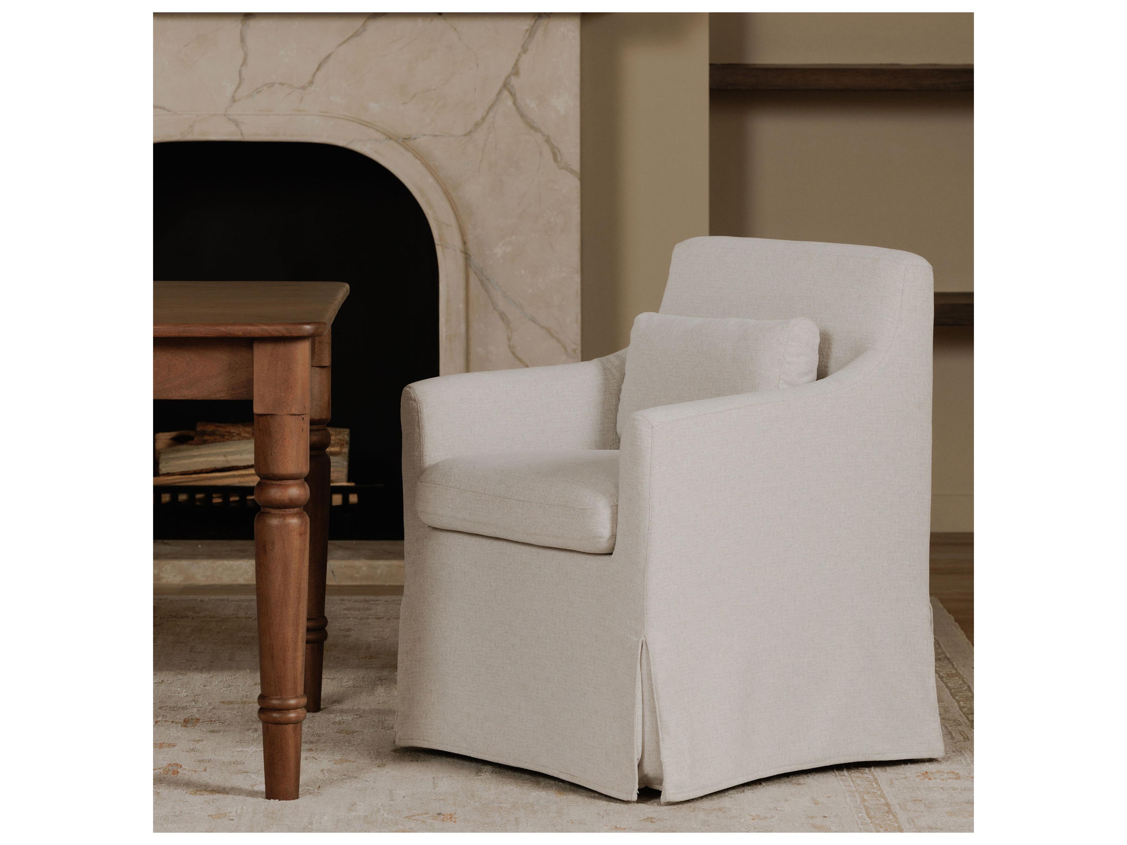 Moe's Home Lydia Plywood White Upholstered Arm Dining Chair