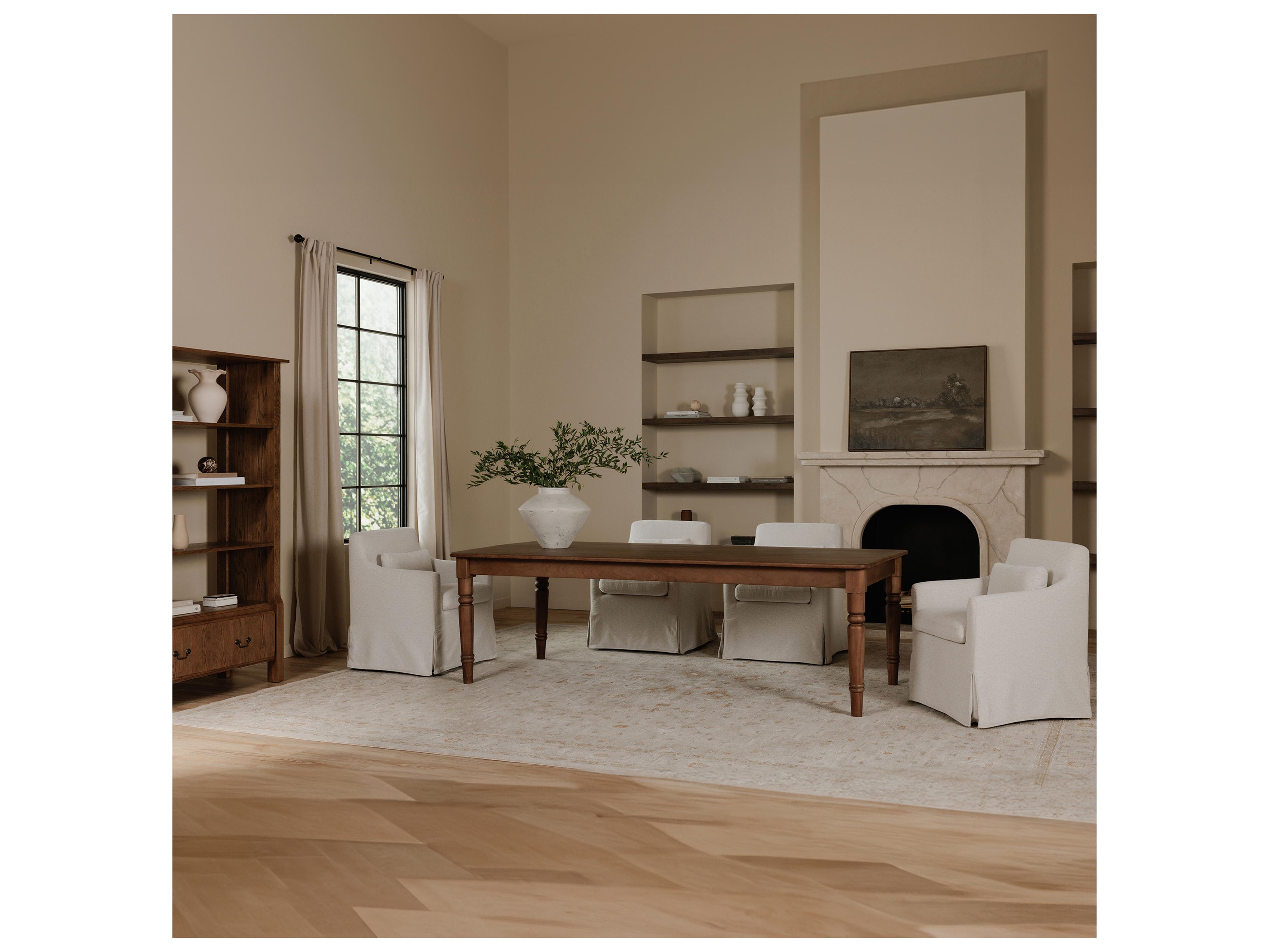 Moe's Home Lydia Plywood White Upholstered Arm Dining Chair