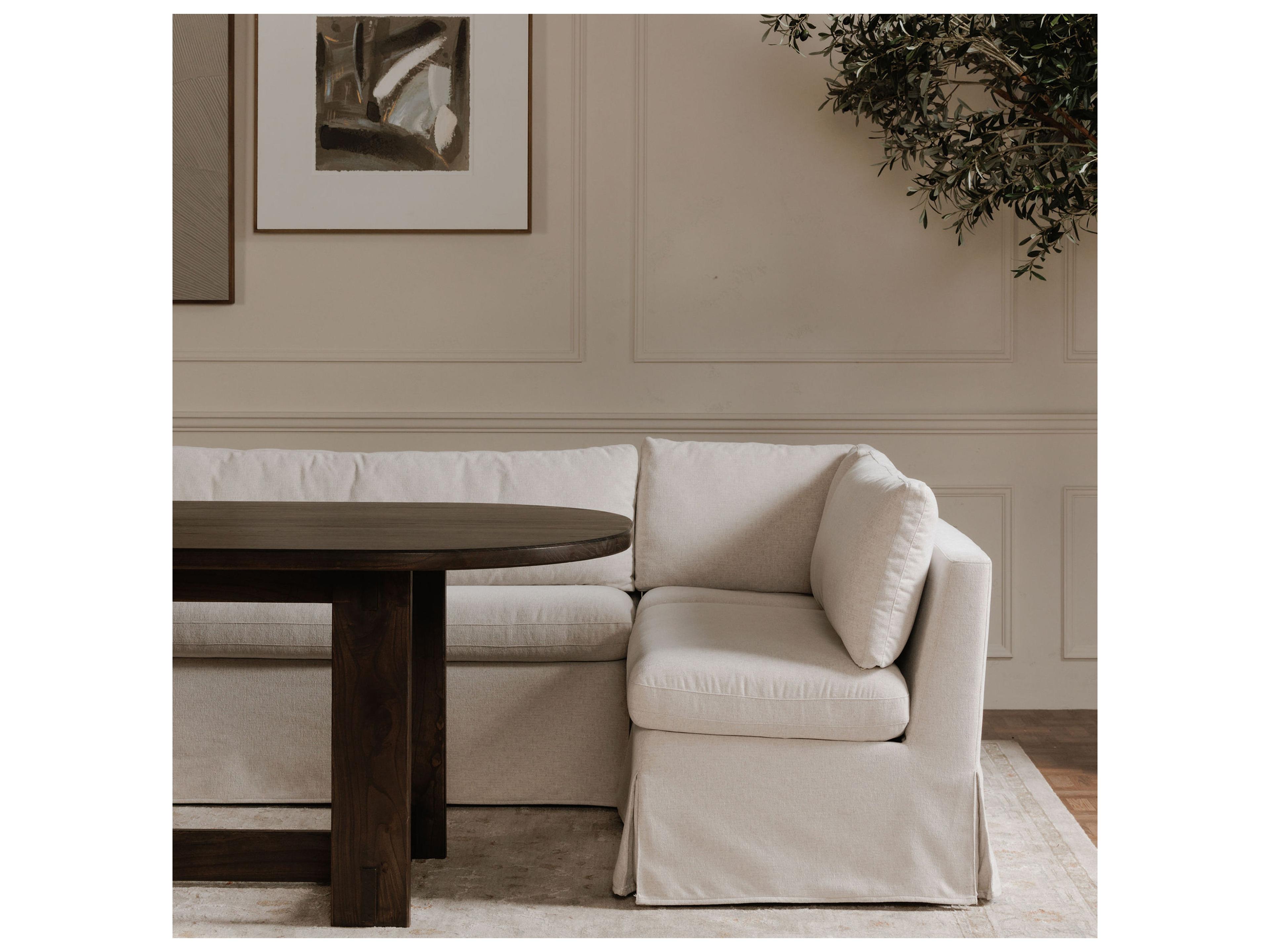 Moe's Home Fable Beige Upholstered Accent Bench