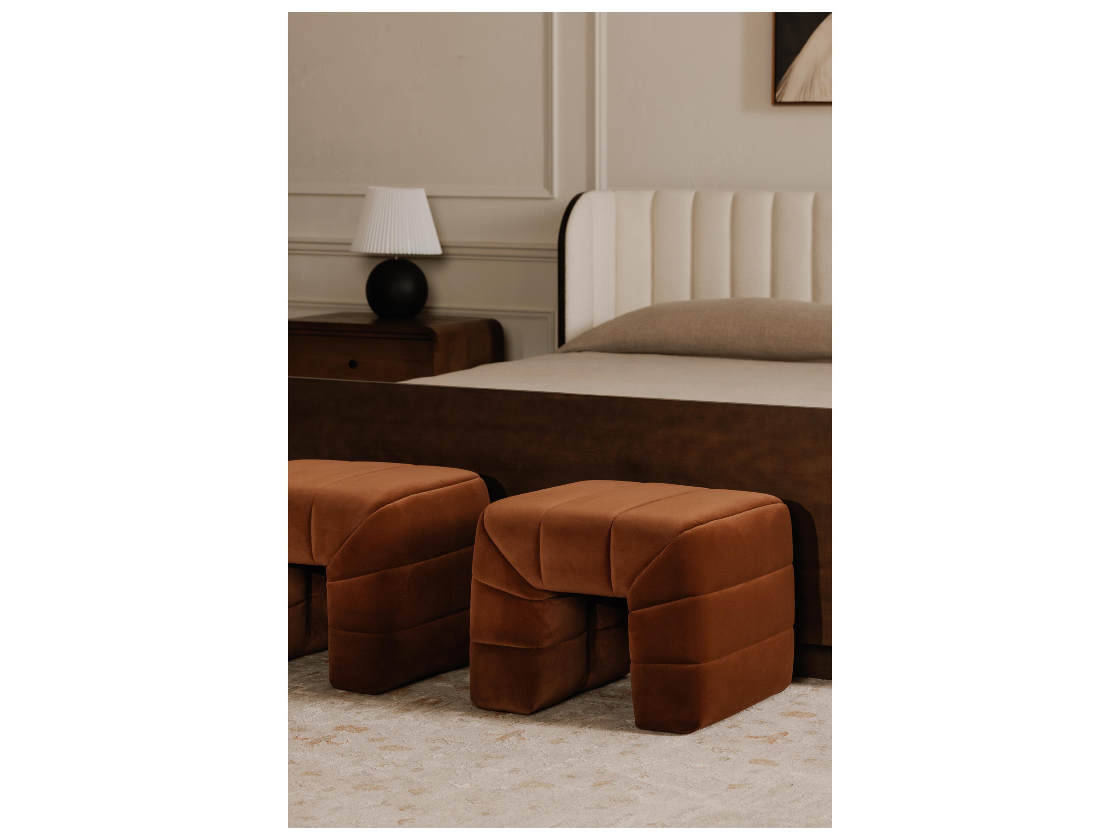 Moe's Home Verity Brown Upholstered Accent Stool