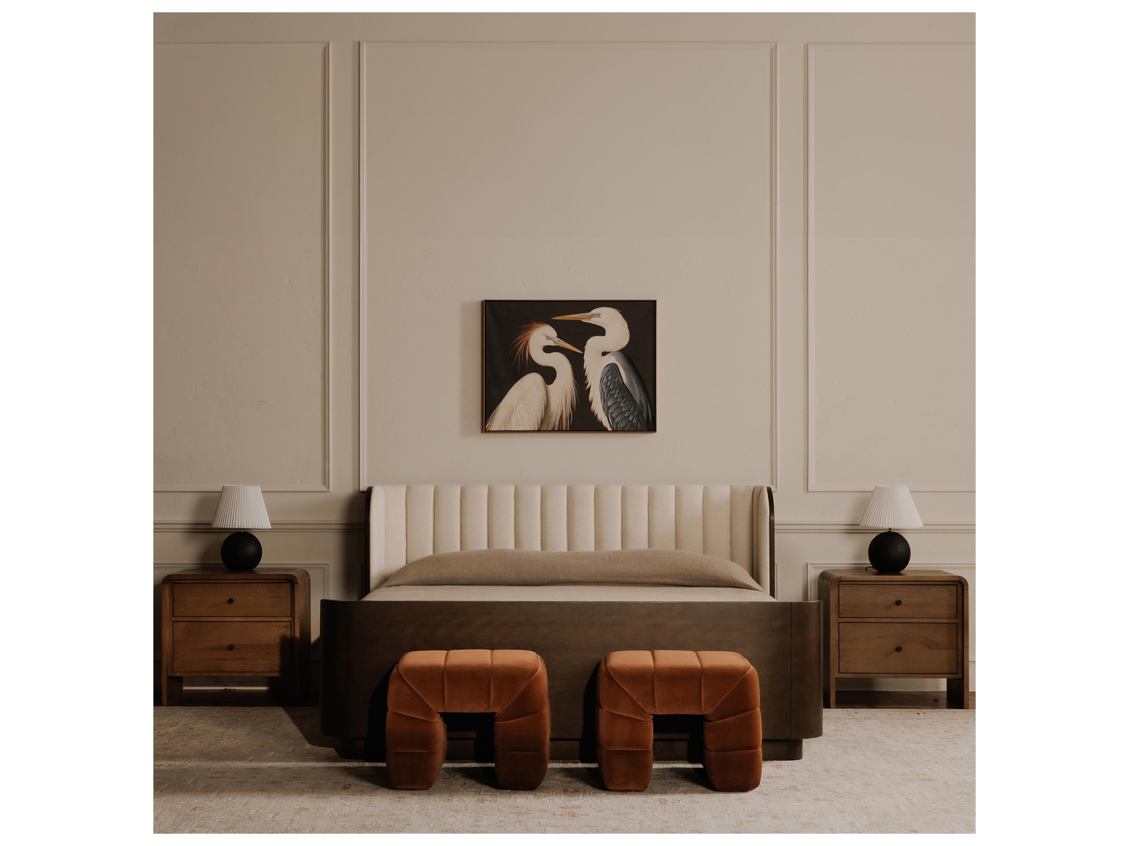 Moe's Home Verity Brown Upholstered Accent Stool