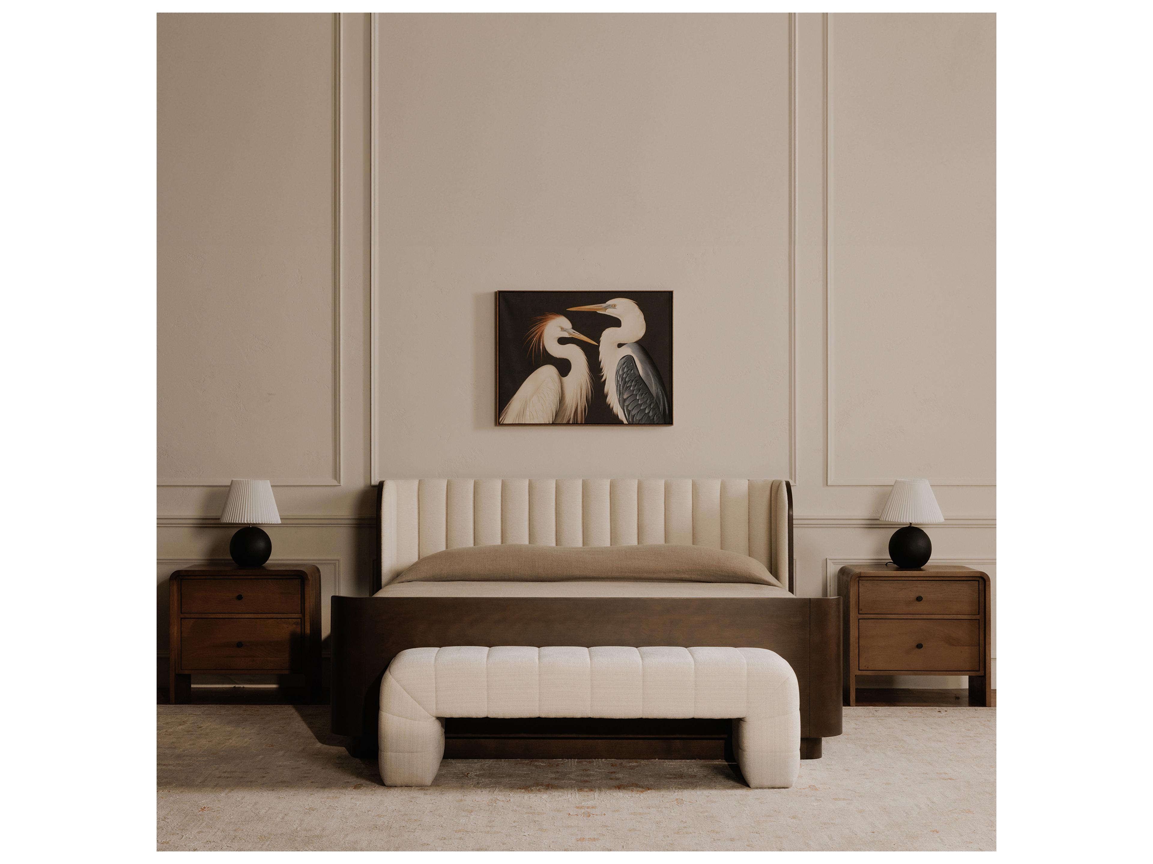 Moe's Home Verity Beige Upholstered Accent Bench