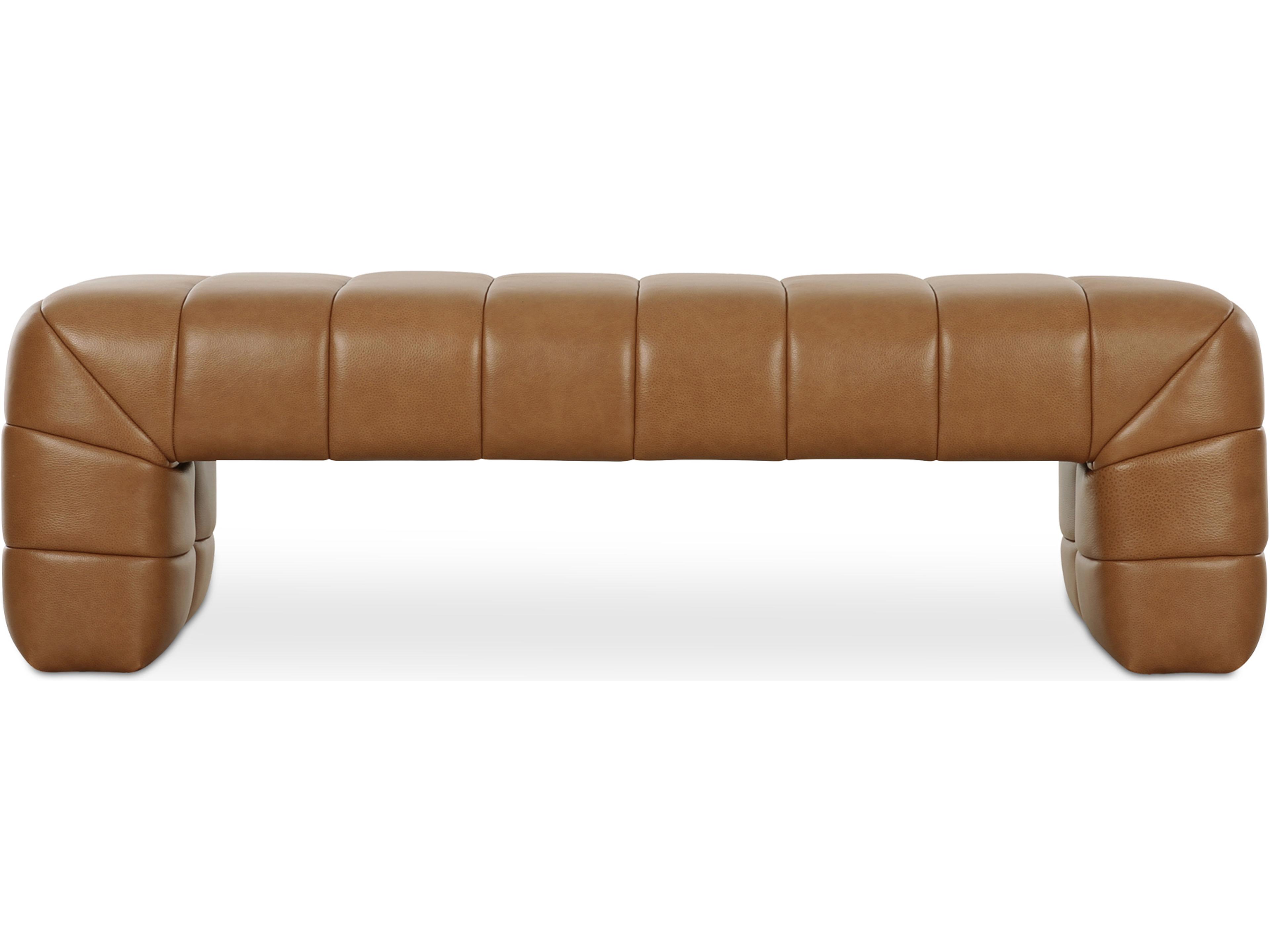 Verity Brown Leather Accent Bench