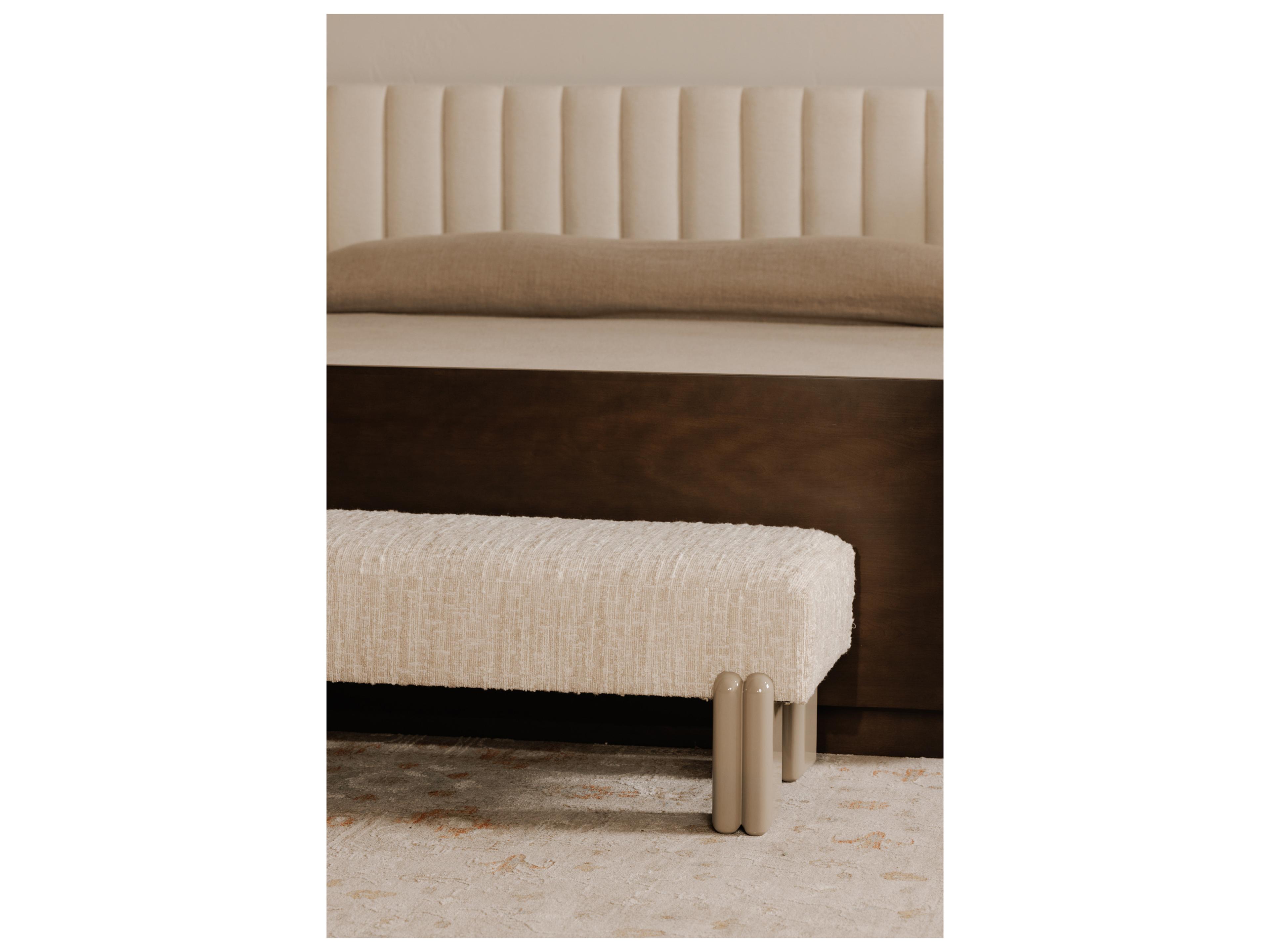 Moe's Home Priya Beige Upholstered Accent Bench