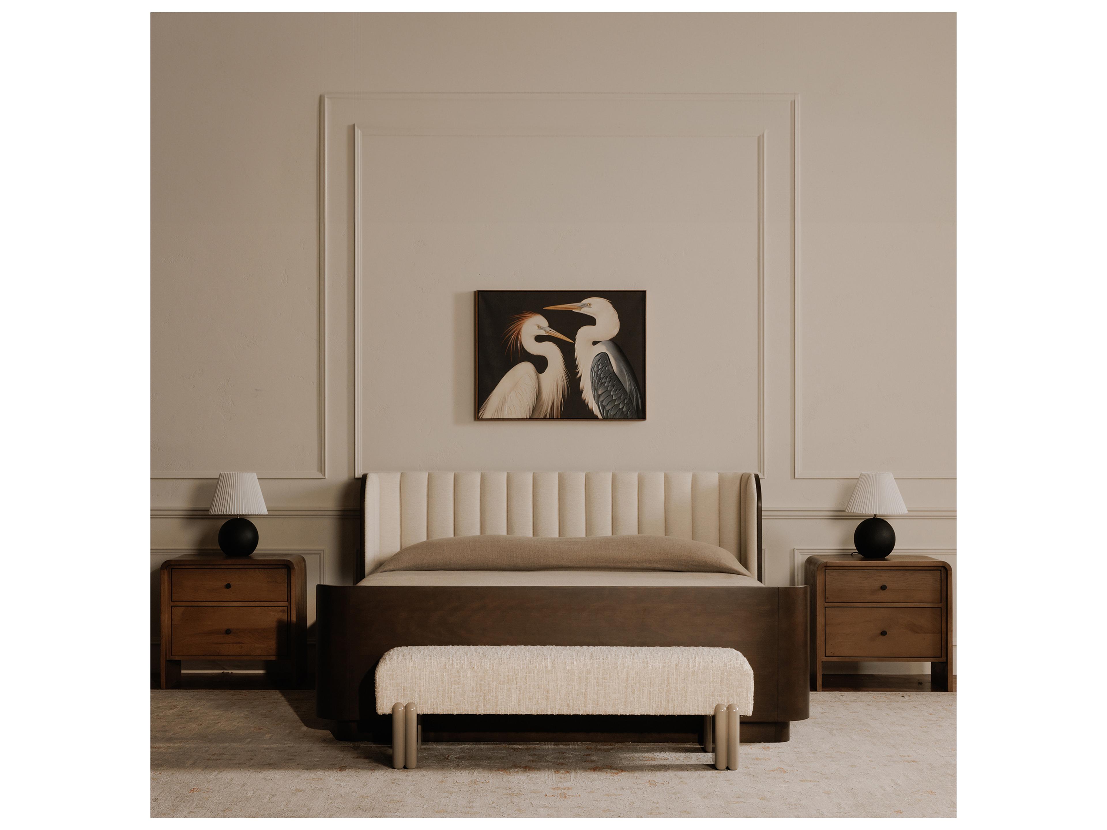 Moe's Home Priya Beige Upholstered Accent Bench