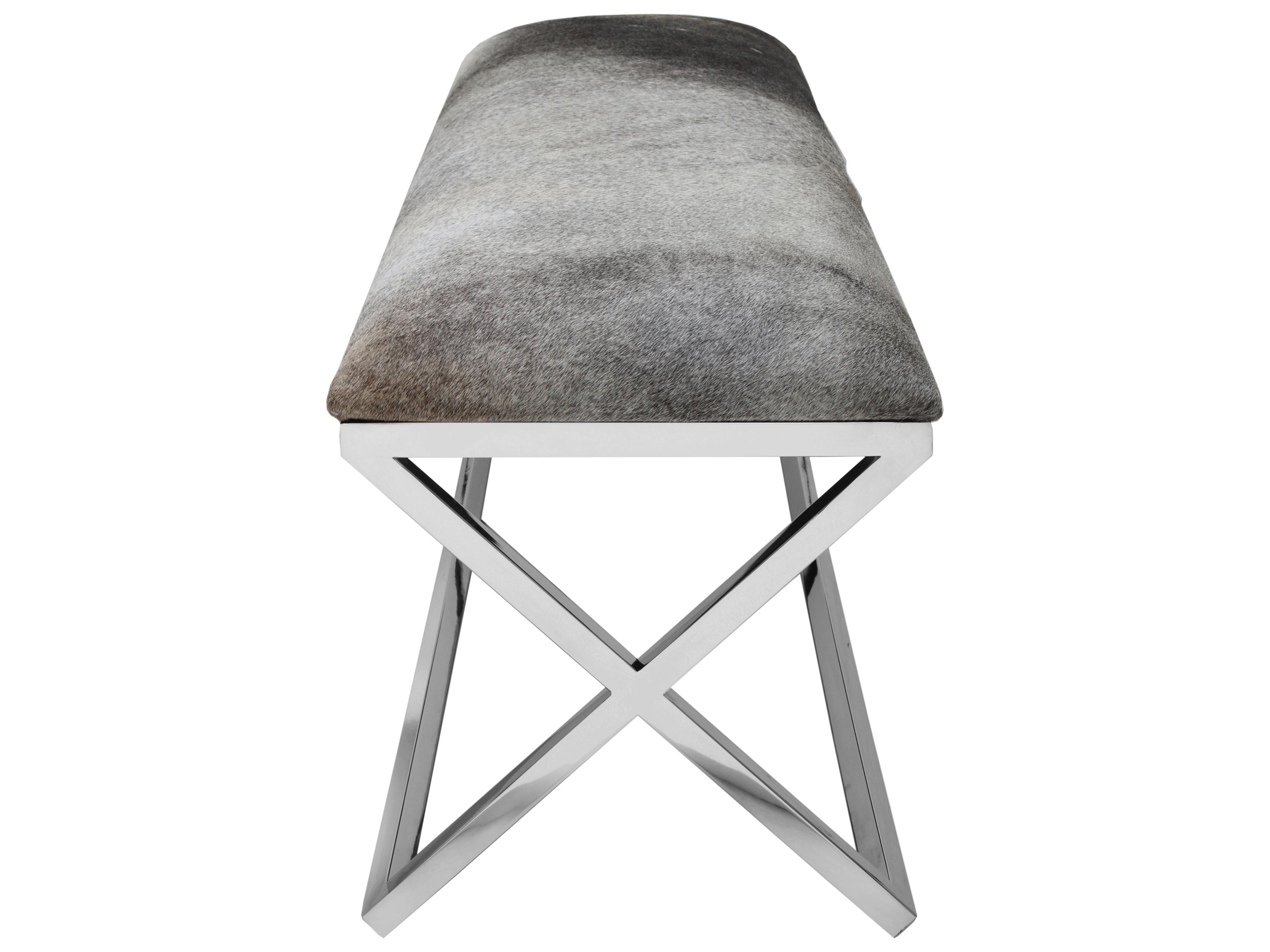 Moe's Home Rossi Grey Leather Accent Bench