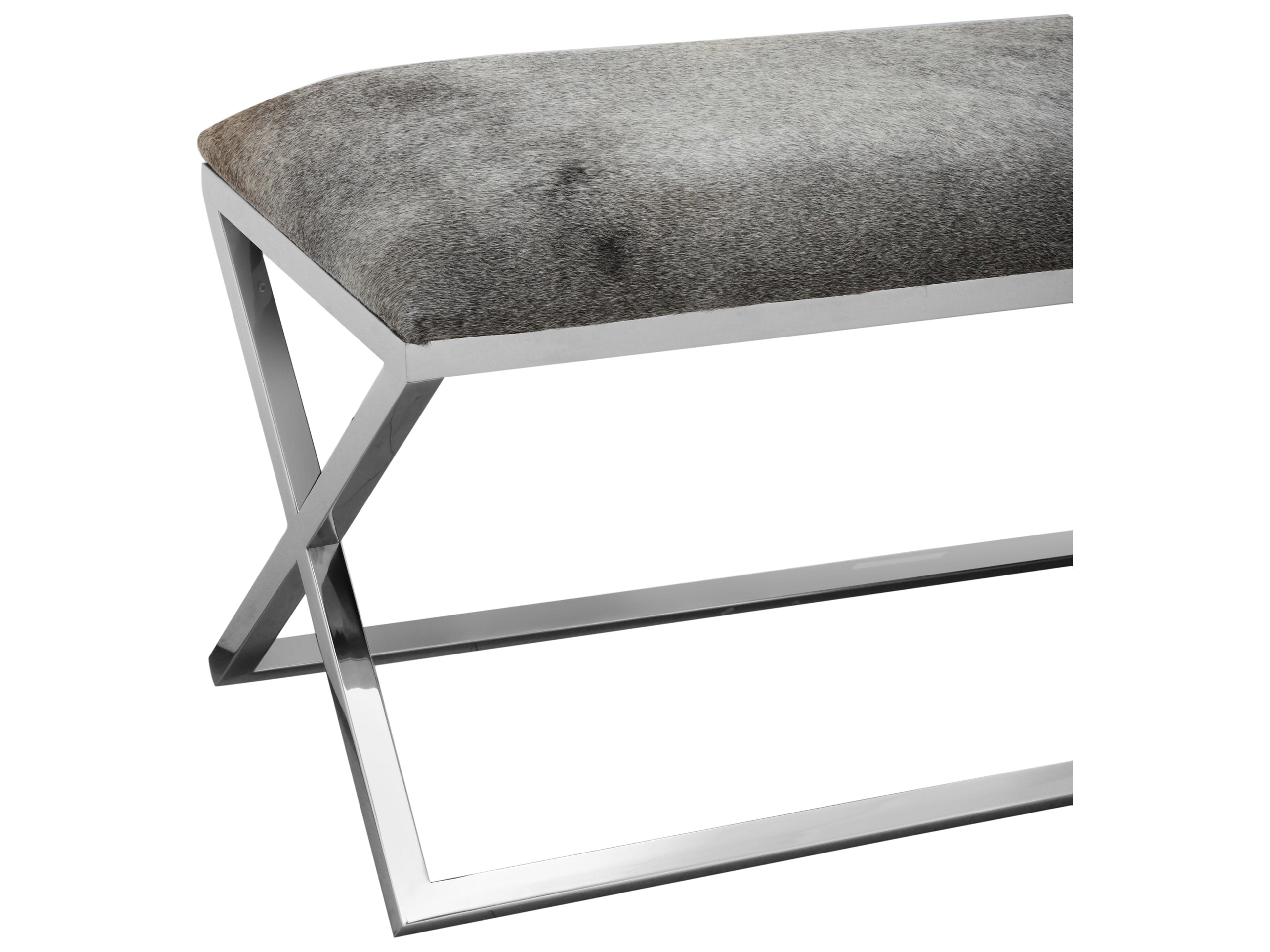 Moe's Home Rossi Grey Leather Accent Bench