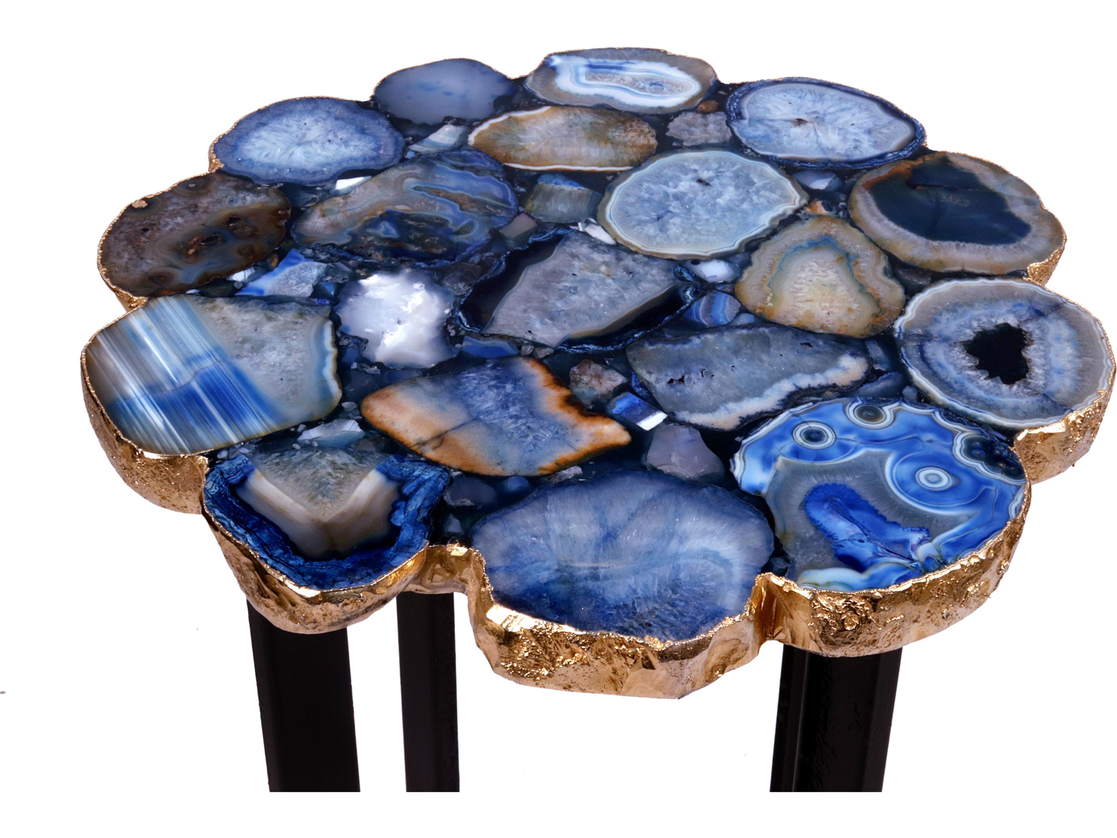 Moe's Home Agate Stone Blue Black End Table