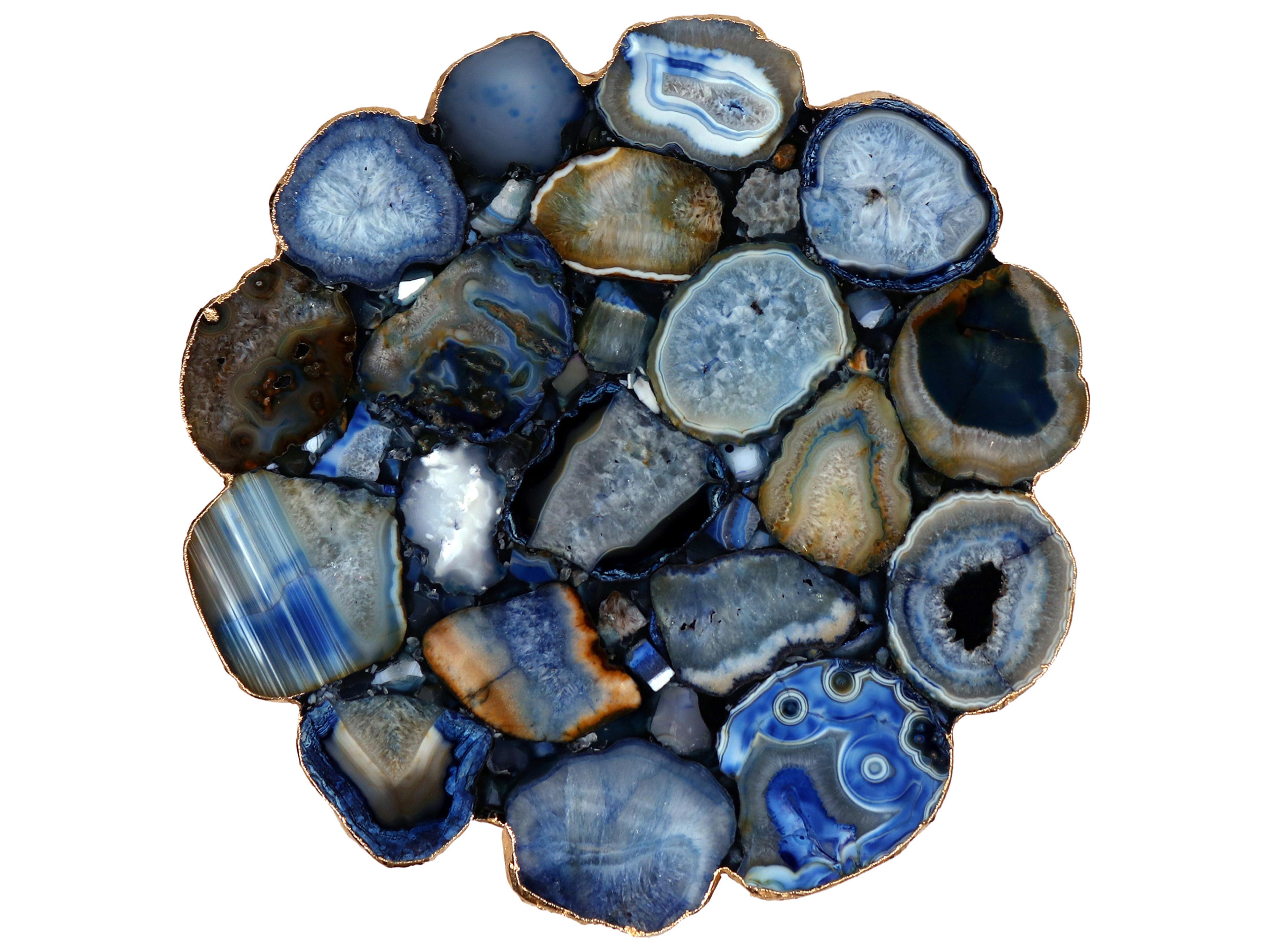 Moe's Home Agate Stone Blue Black End Table