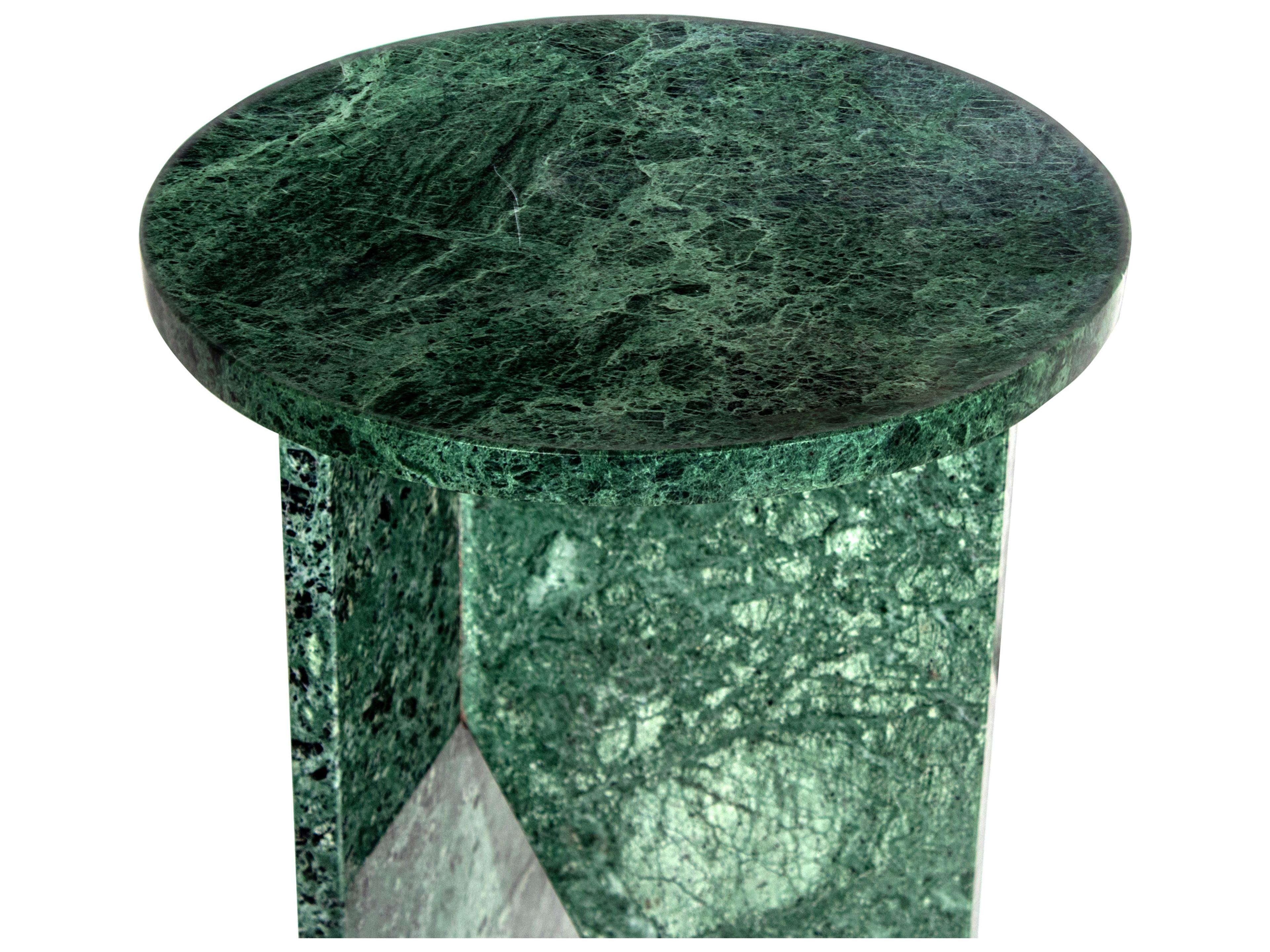 Moe's Home Grace Round Marble Green End Table