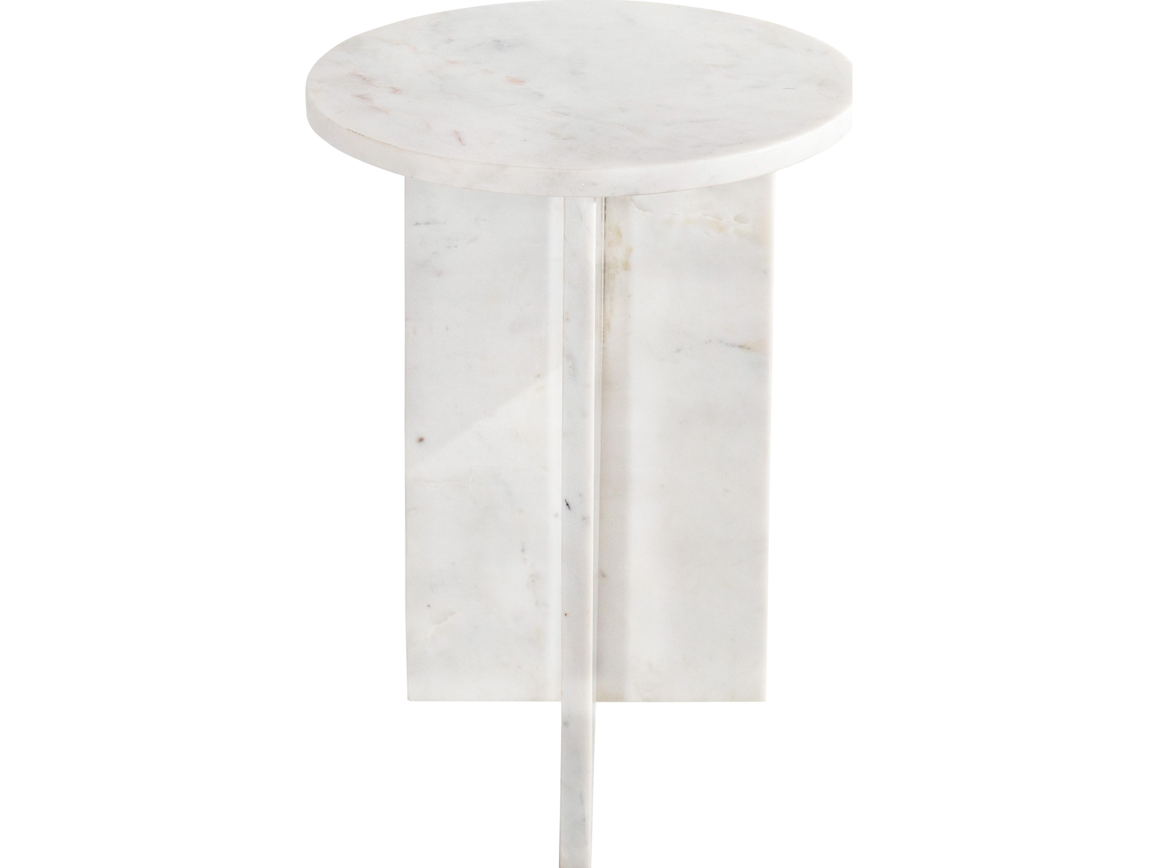 Grace Round Marble White End Table