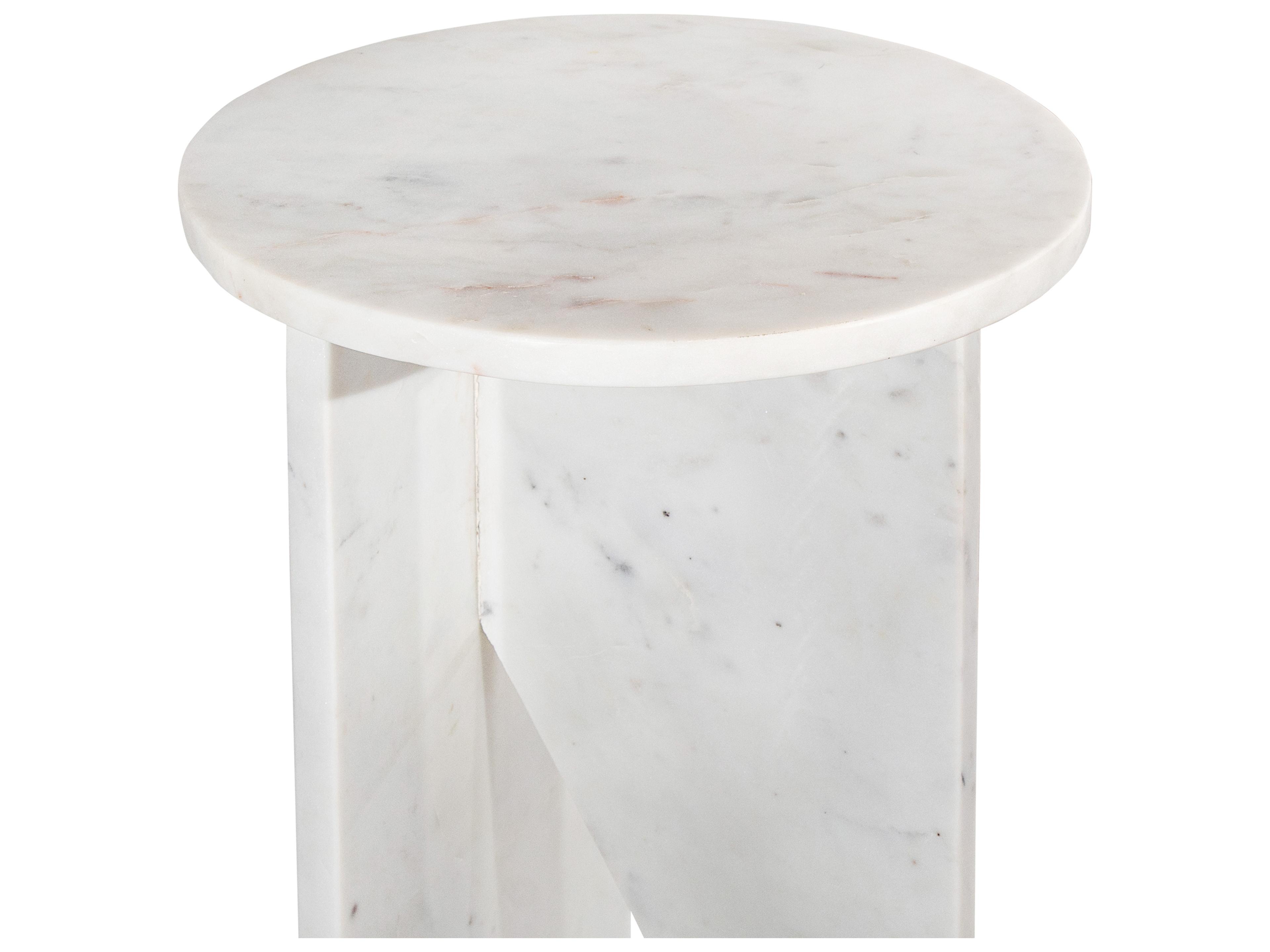 Moe's Home Grace Round Marble White End Table