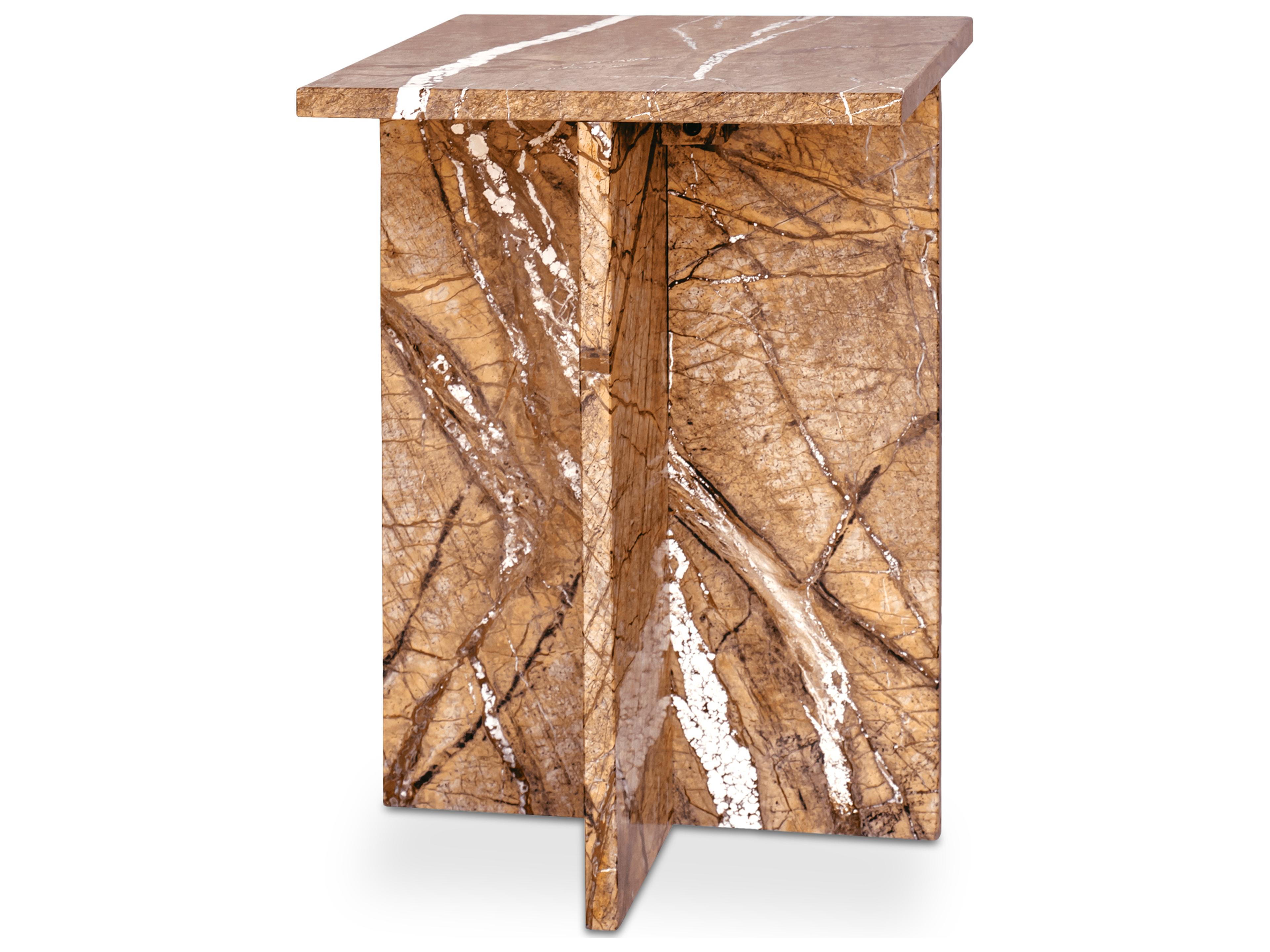 Moe's Home Blair Accent Table Golden Forest Marble