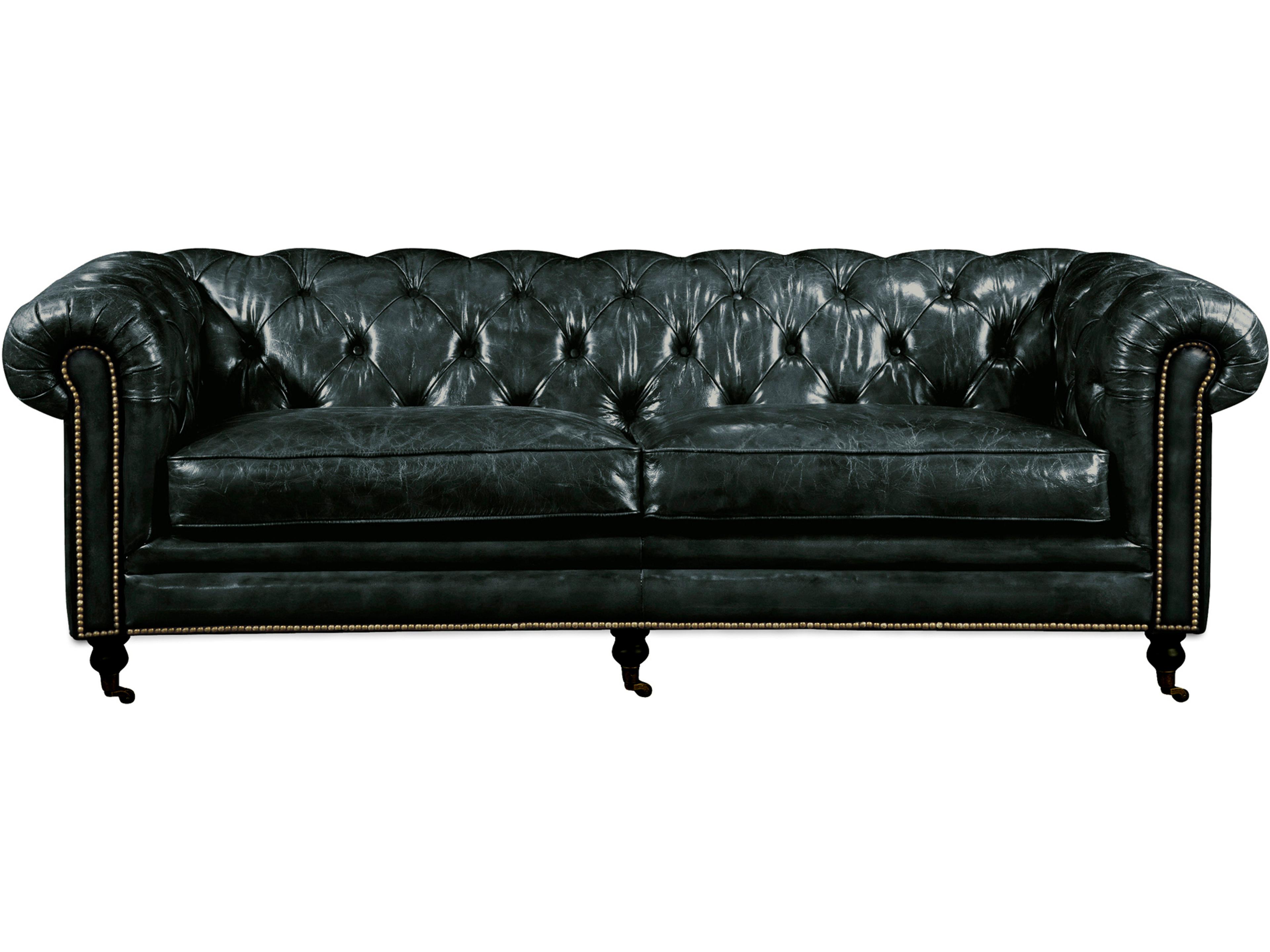 Moe's Home Birmingham Tufted Black Leather Sofa