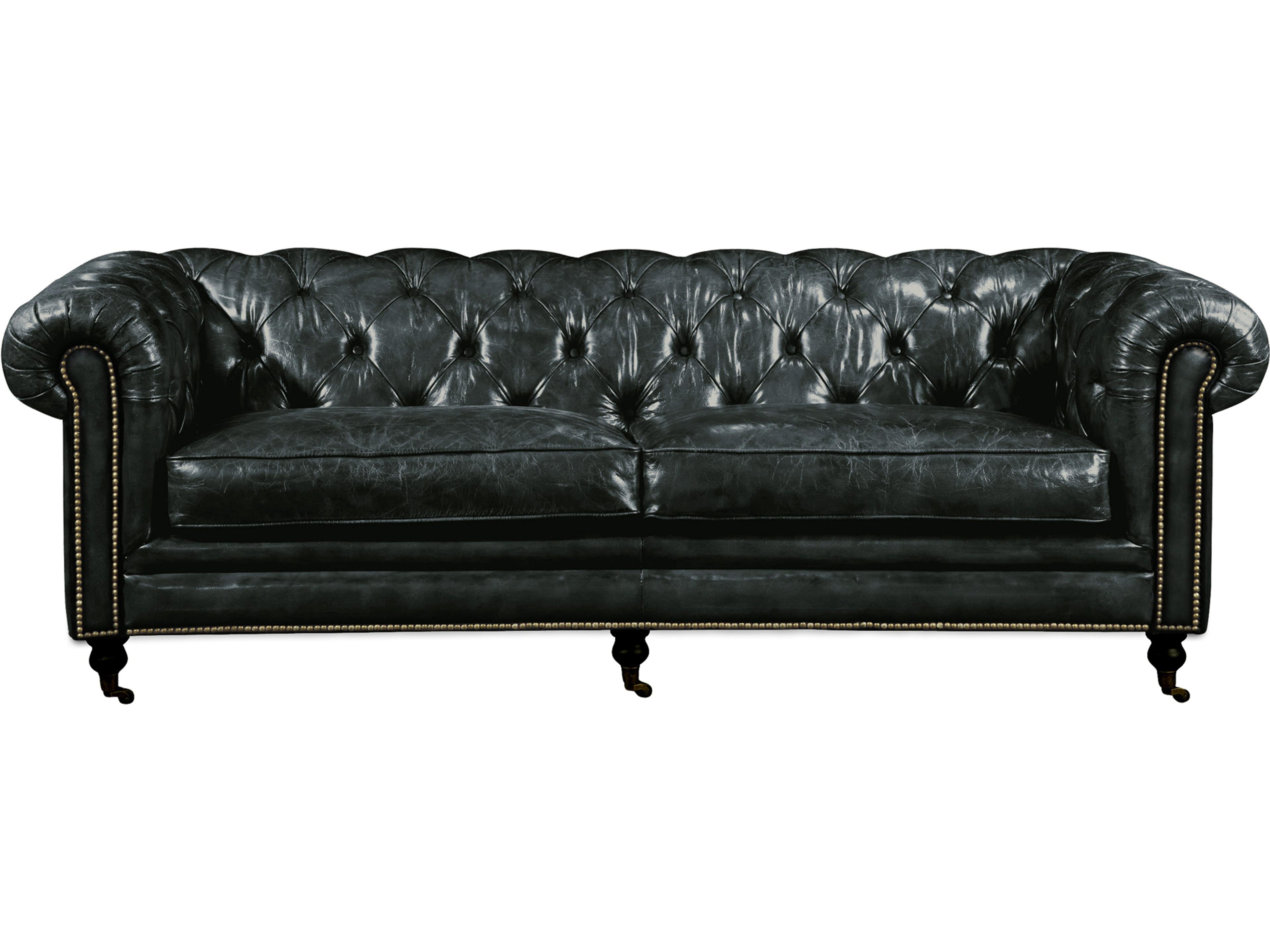 Moe's Home Birmingham Tufted Black Leather Sofa