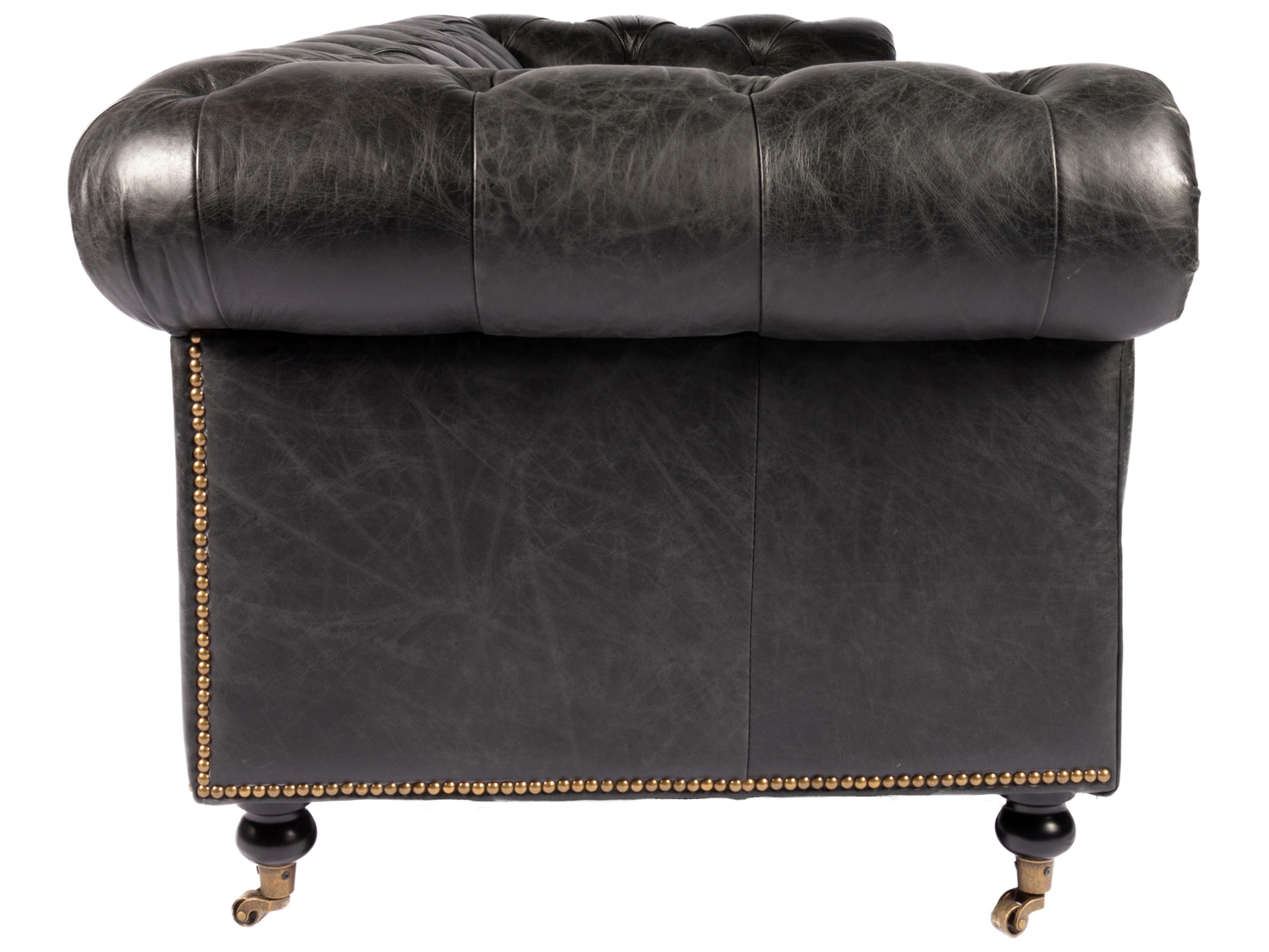Moe's Home Birmingham Tufted Black Leather Sofa