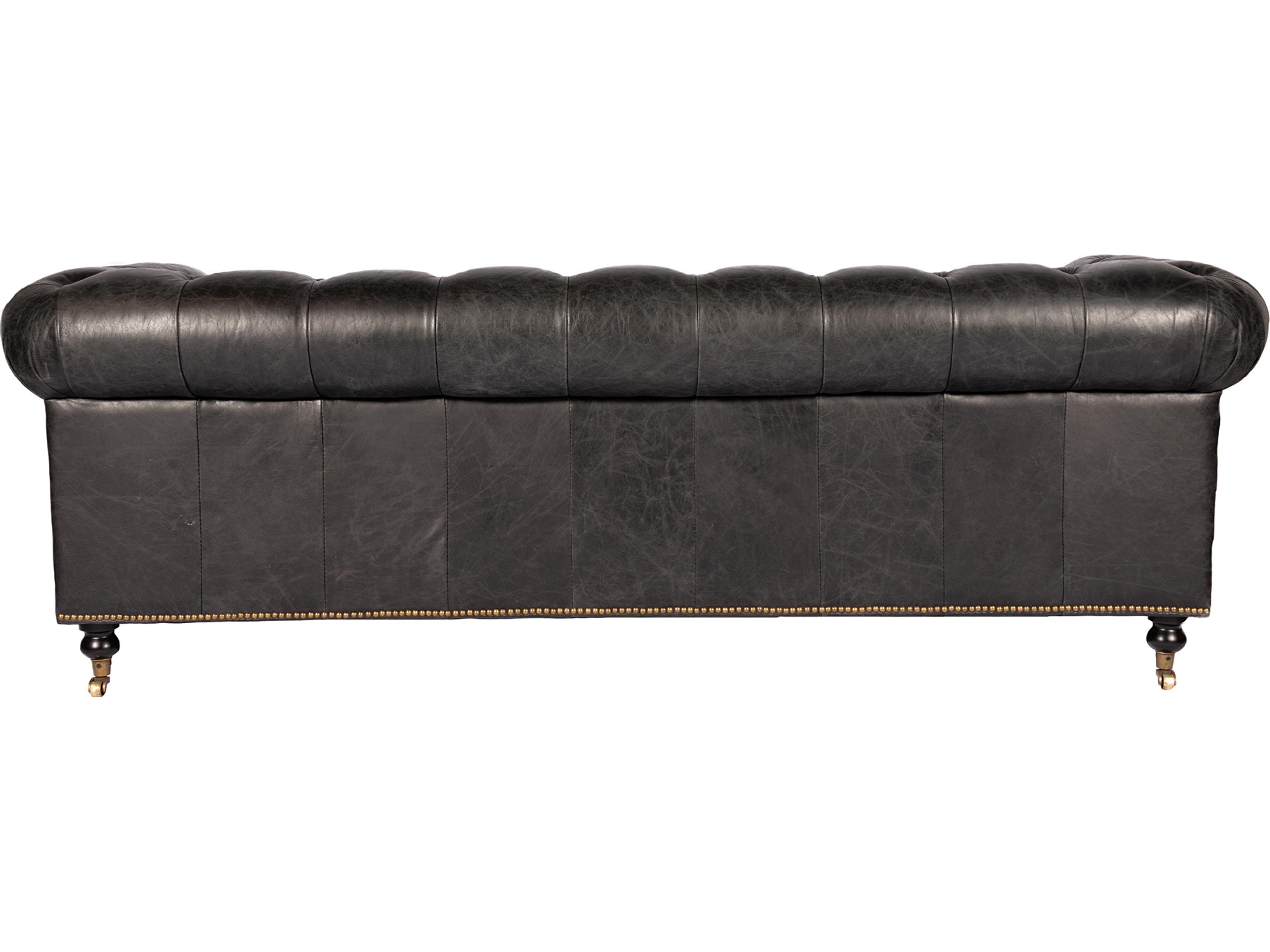 Moe's Home Birmingham Tufted Black Leather Sofa