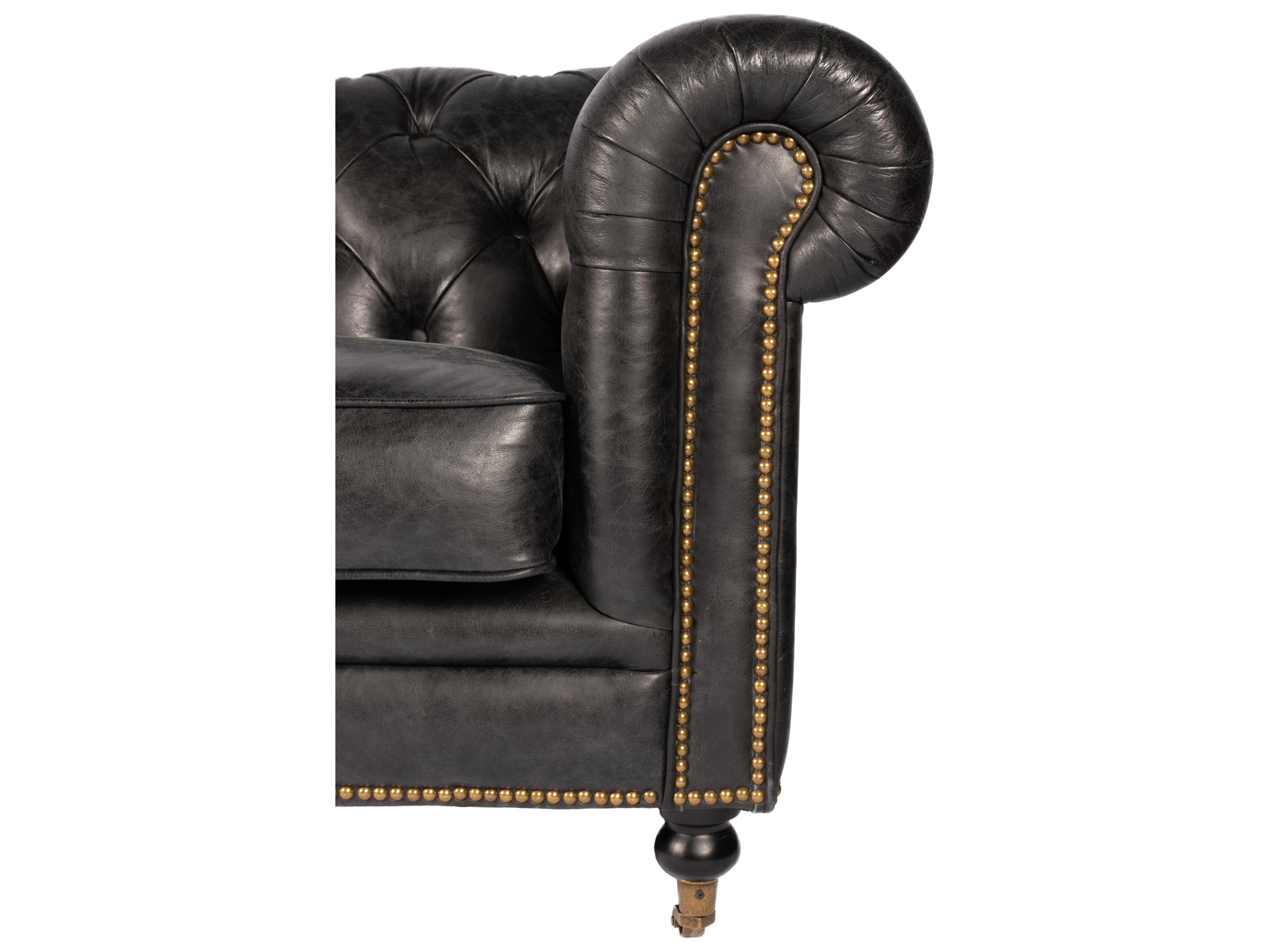 Moe's Home Birmingham Tufted Black Leather Sofa
