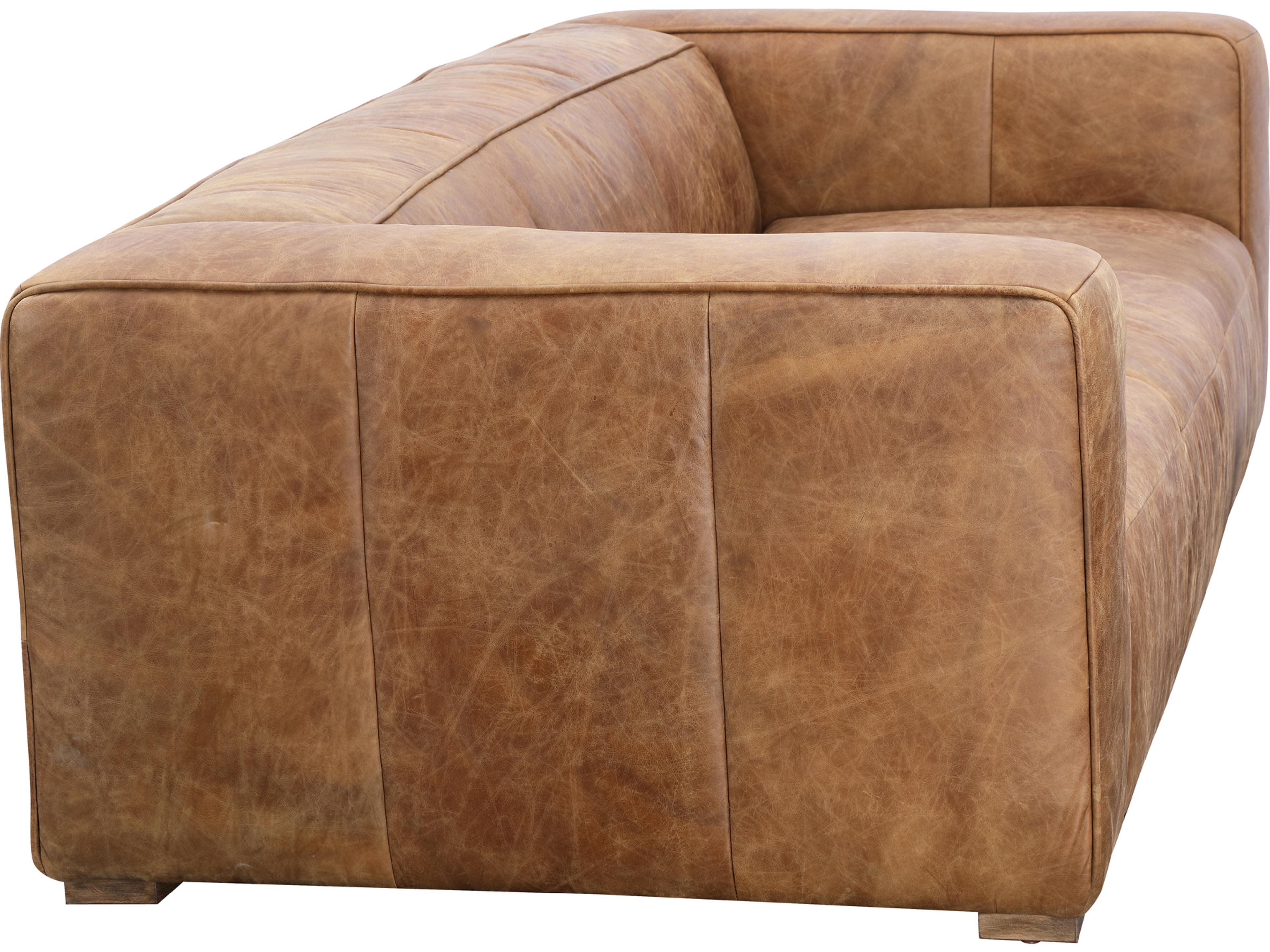 Moe's Home Cappuccino Brown Leather Sofa