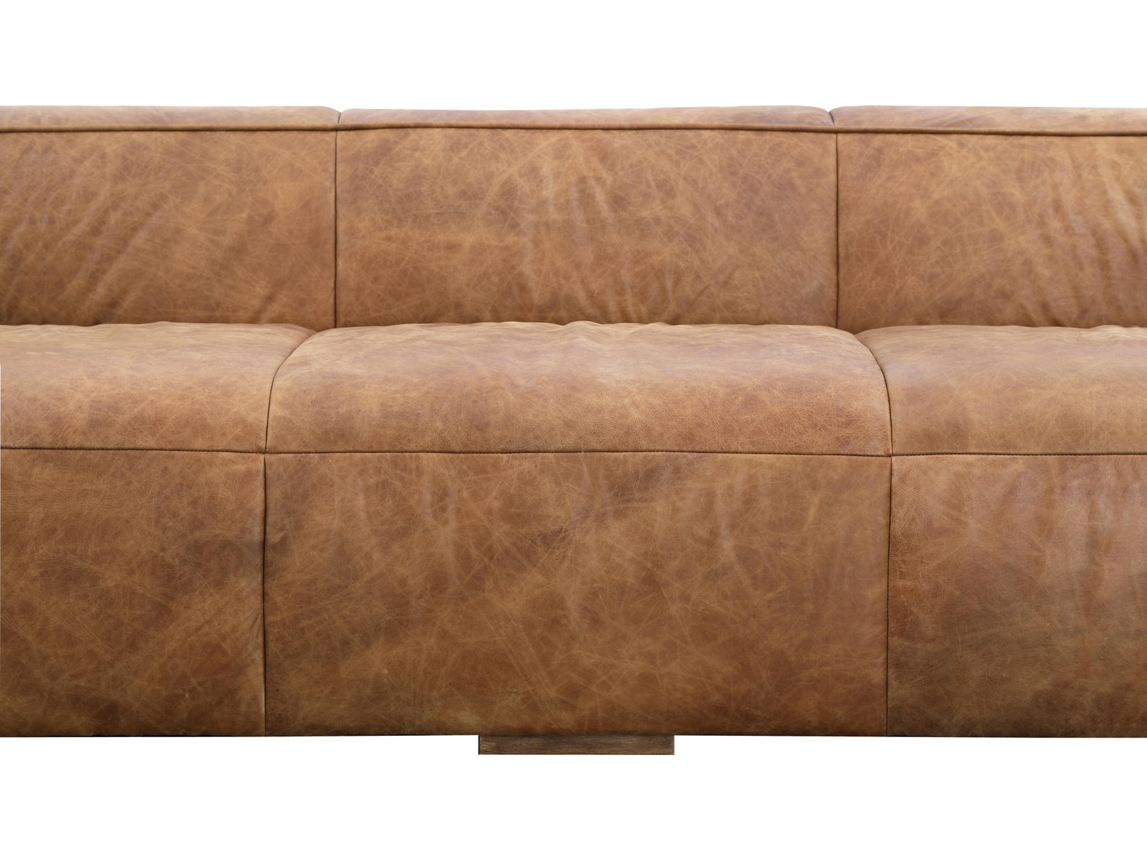 Moe's Home Cappuccino Brown Leather Sofa