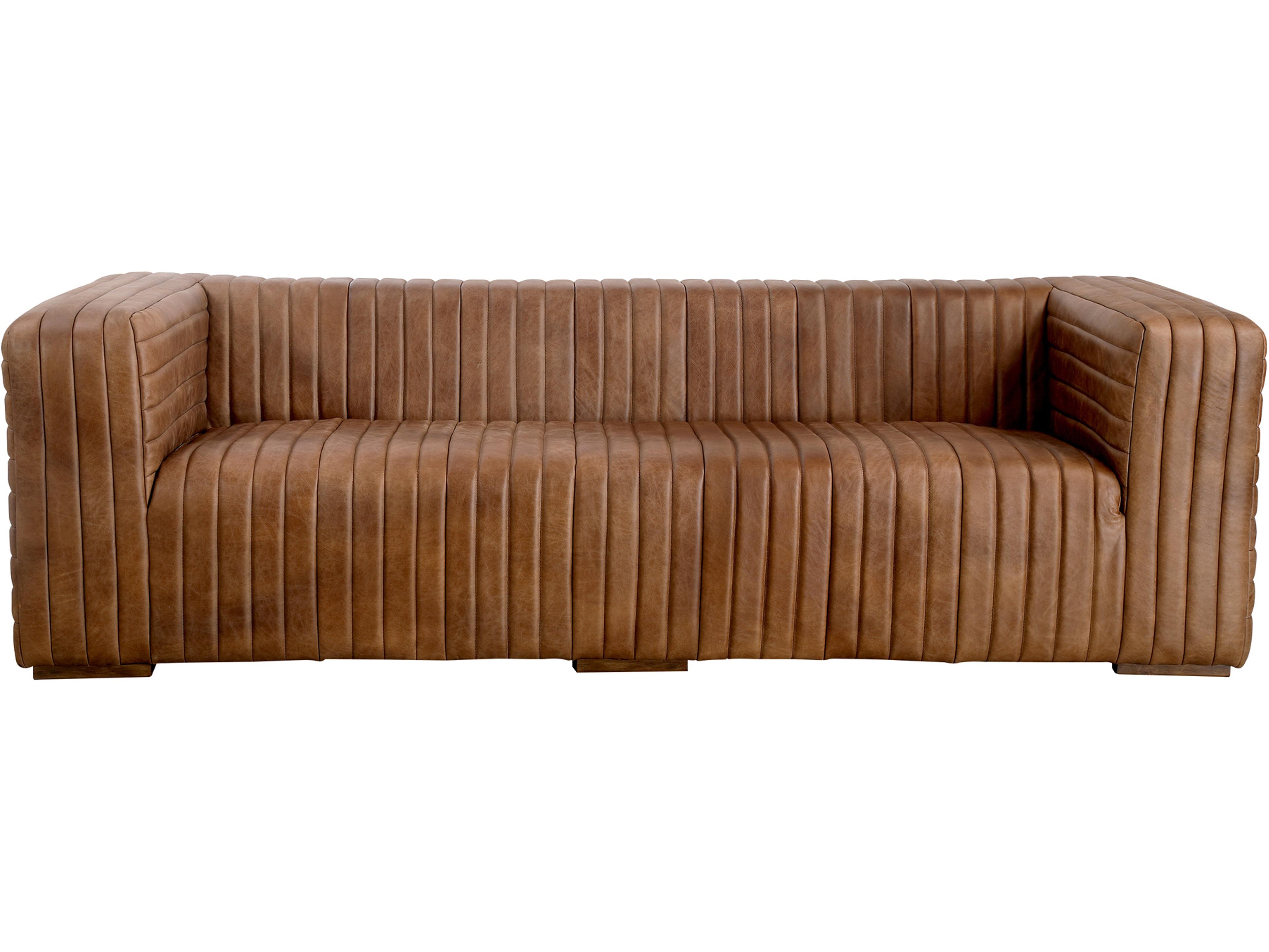 Castle Leather Sofa Industrial Brown