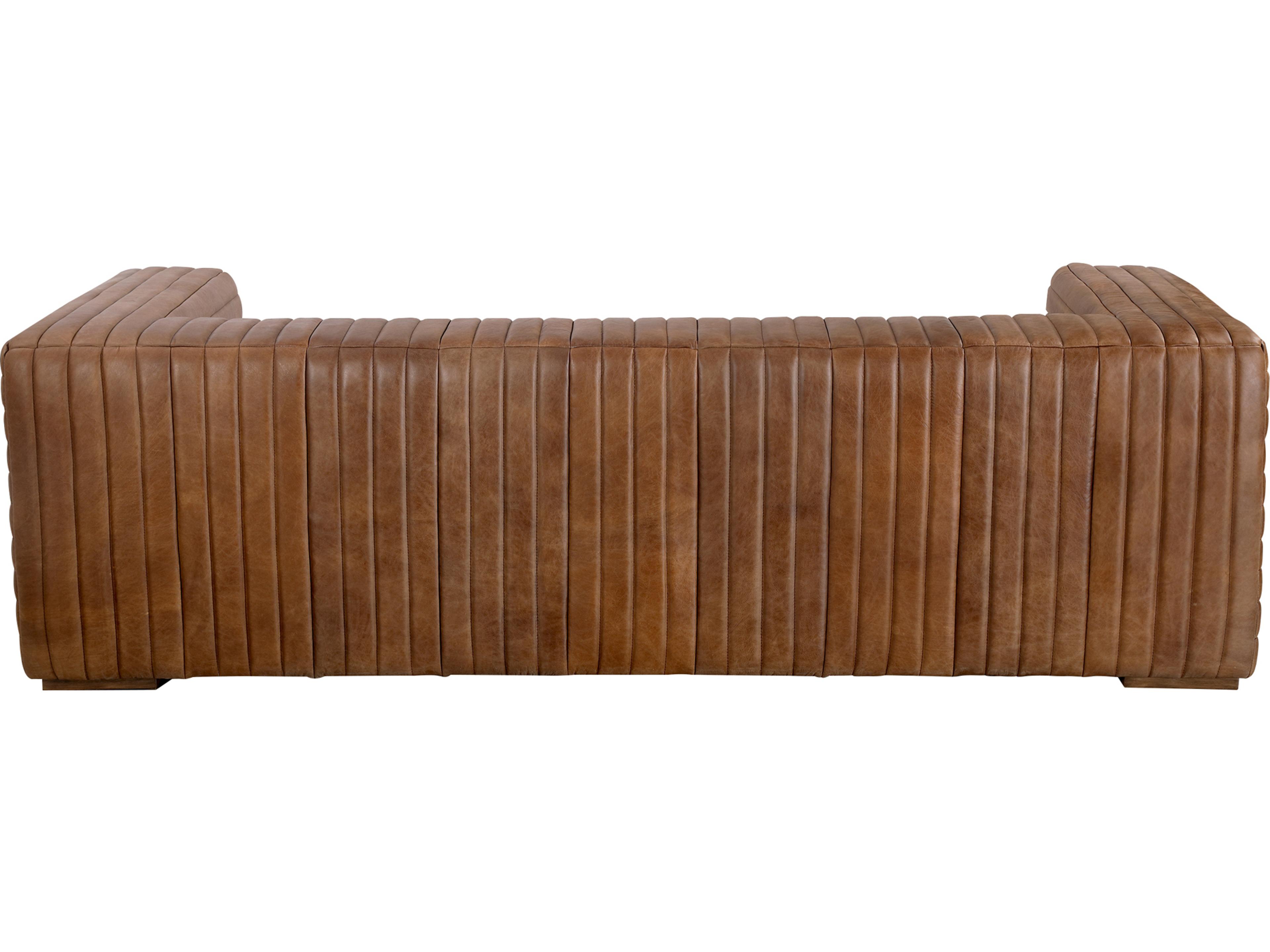 Moe's Home Castle Cappuccino Brown Leather Sofa