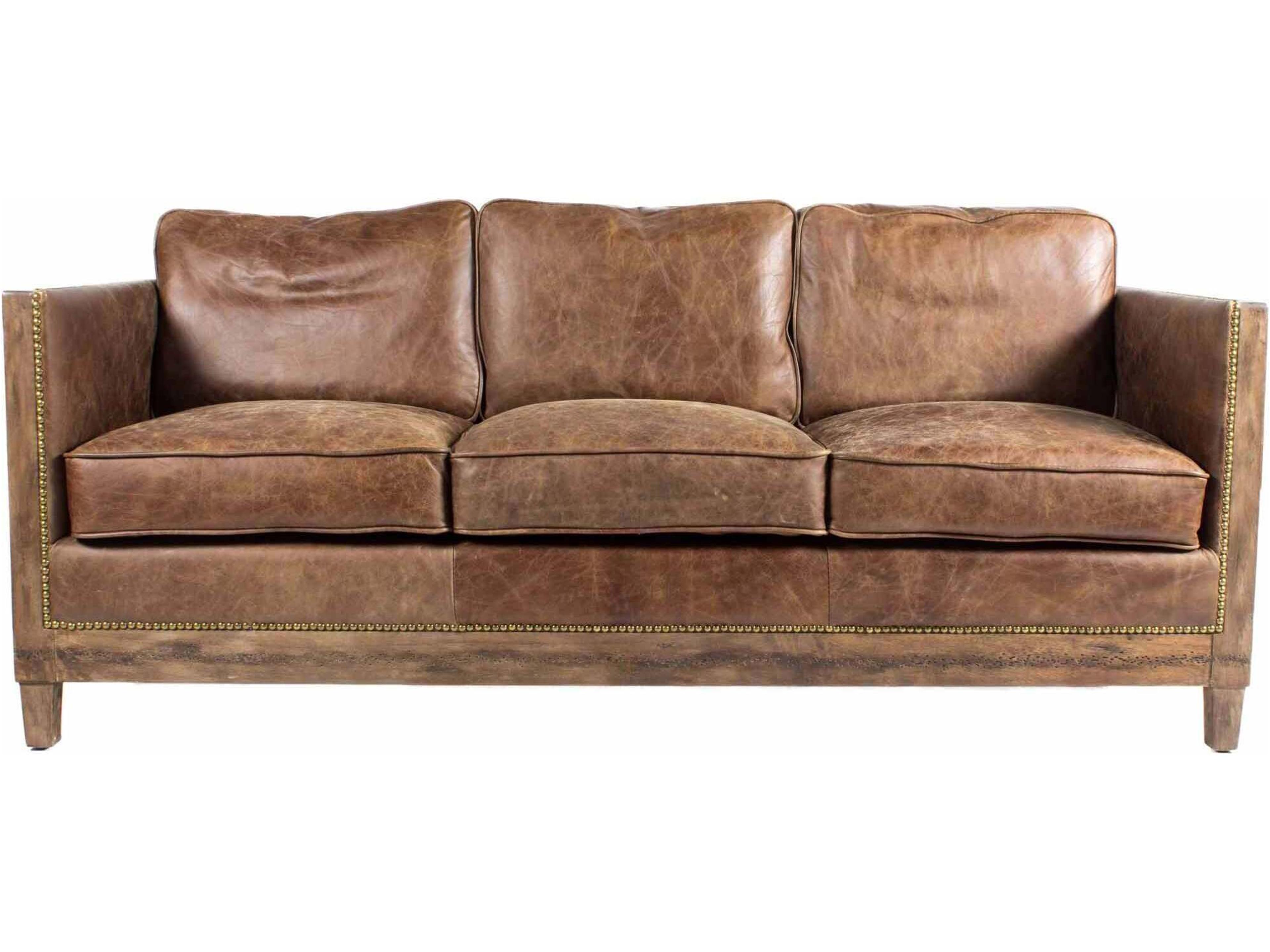 Accent Brown Leather Sofa
