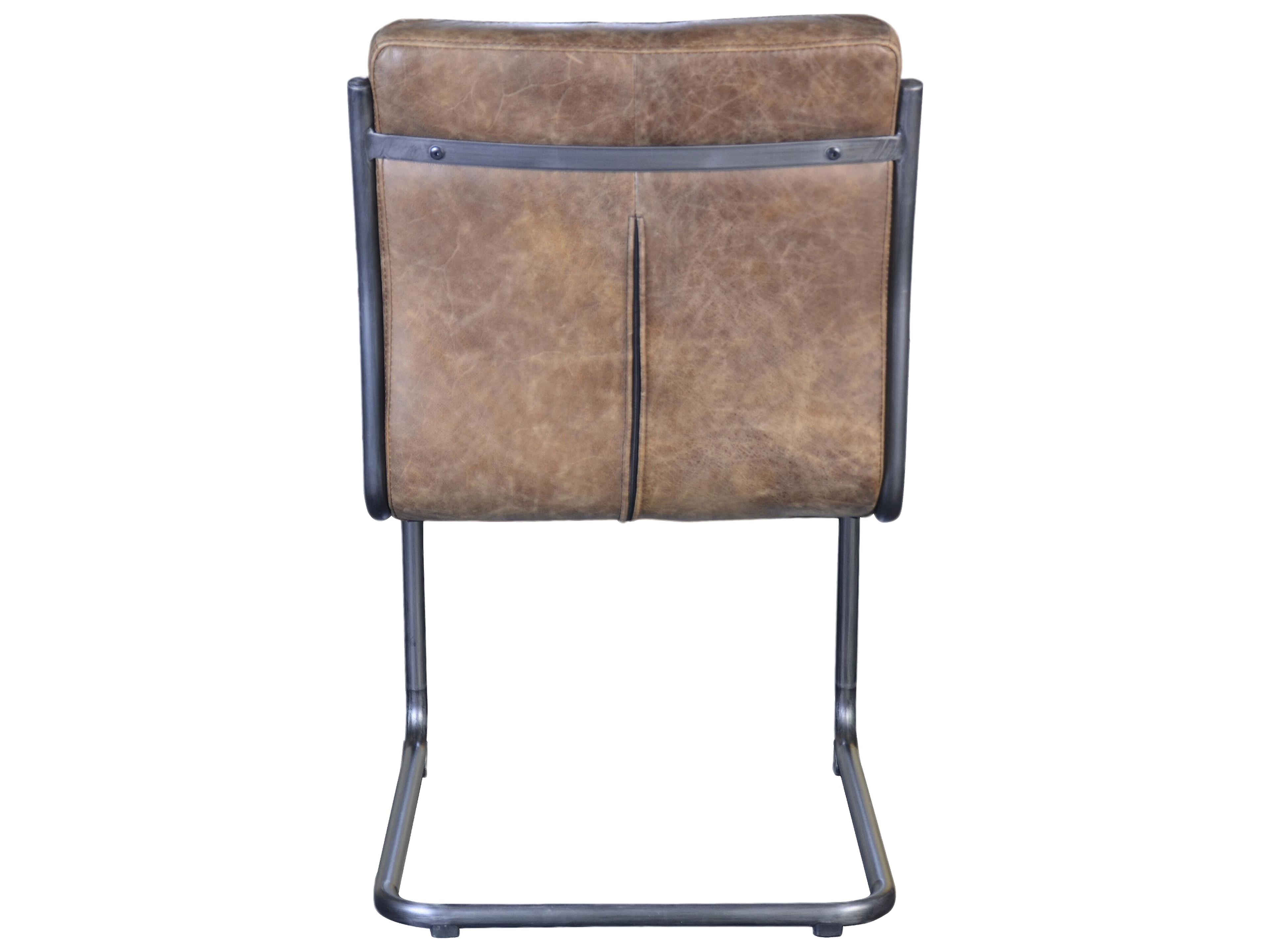 Moe's Home Ansel Leather Hardwood Brown Upholstered Side Dining Chair Set of 2 - Set of Two